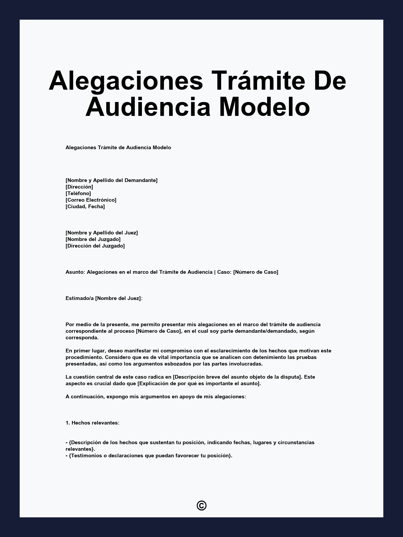 Alegaciones Trámite De Audiencia Modelo