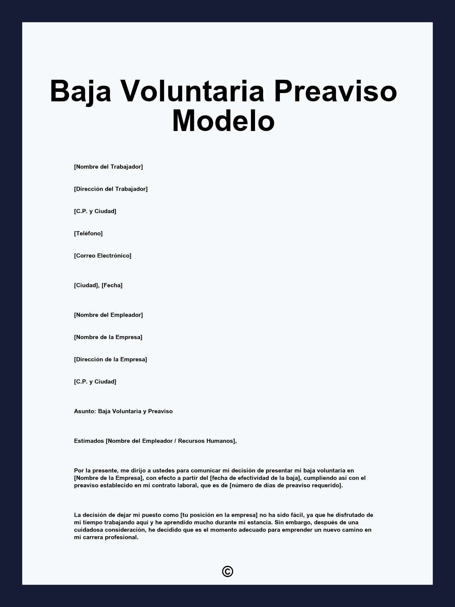 Baja Voluntaria Preaviso Modelo