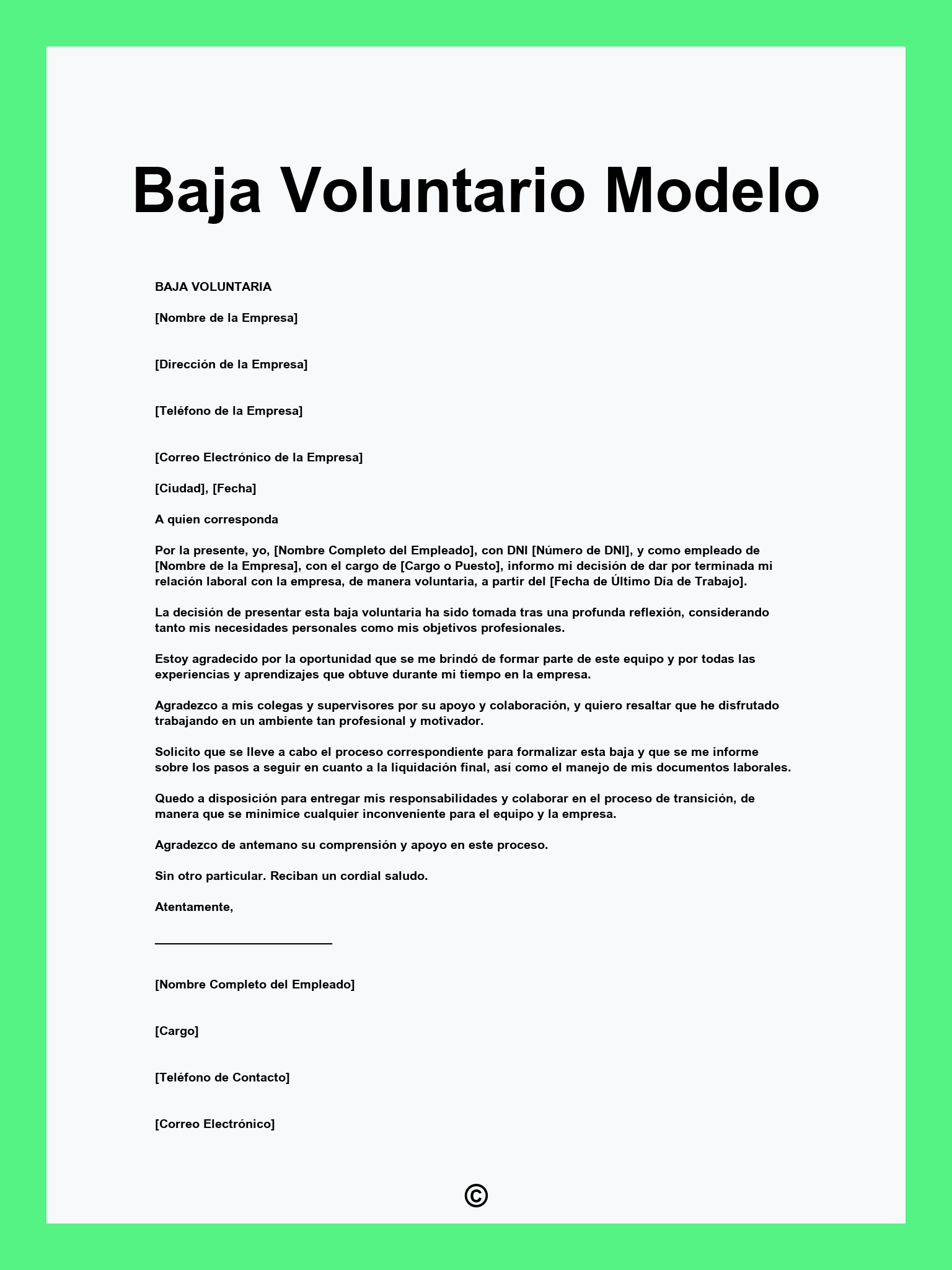 Baja Voluntario Modelo