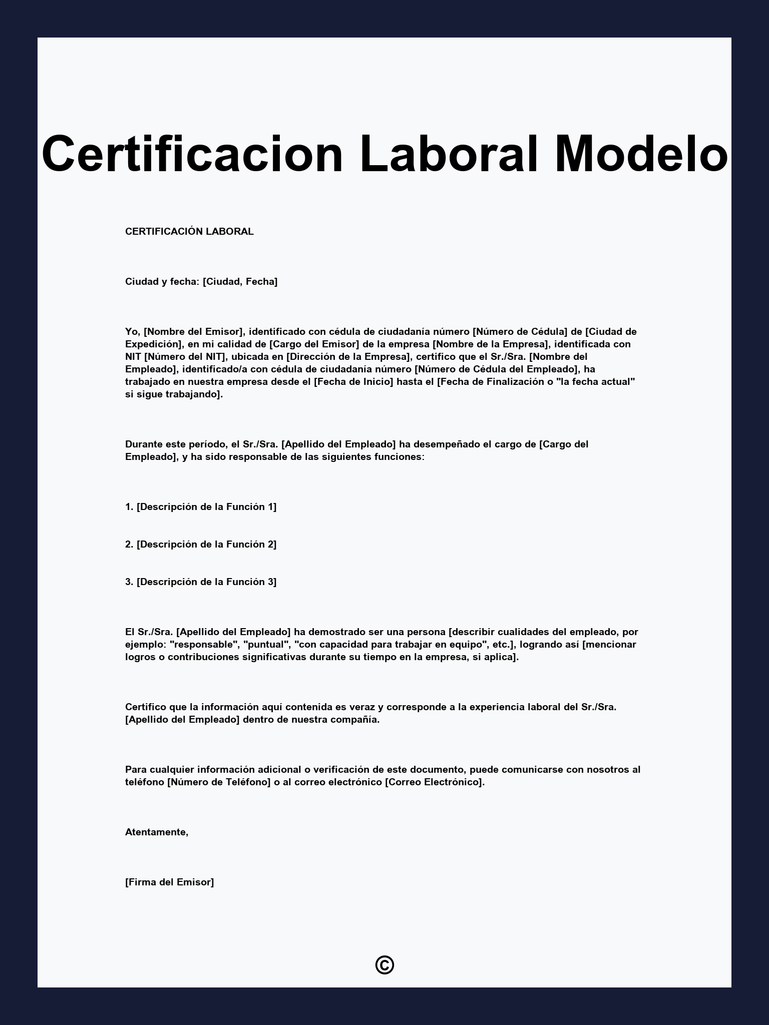 Certificacion Laboral Modelo