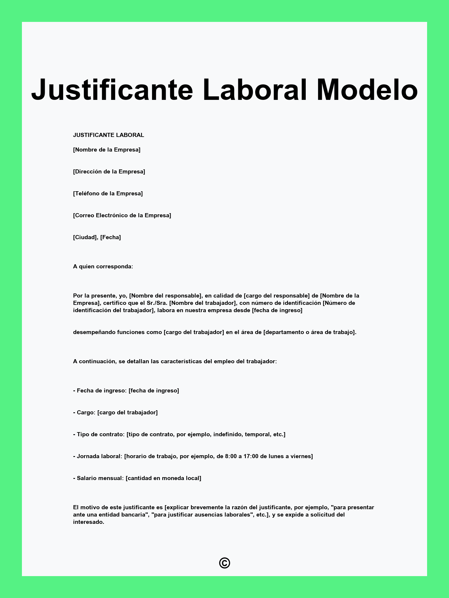 Justificante Laboral Modelo