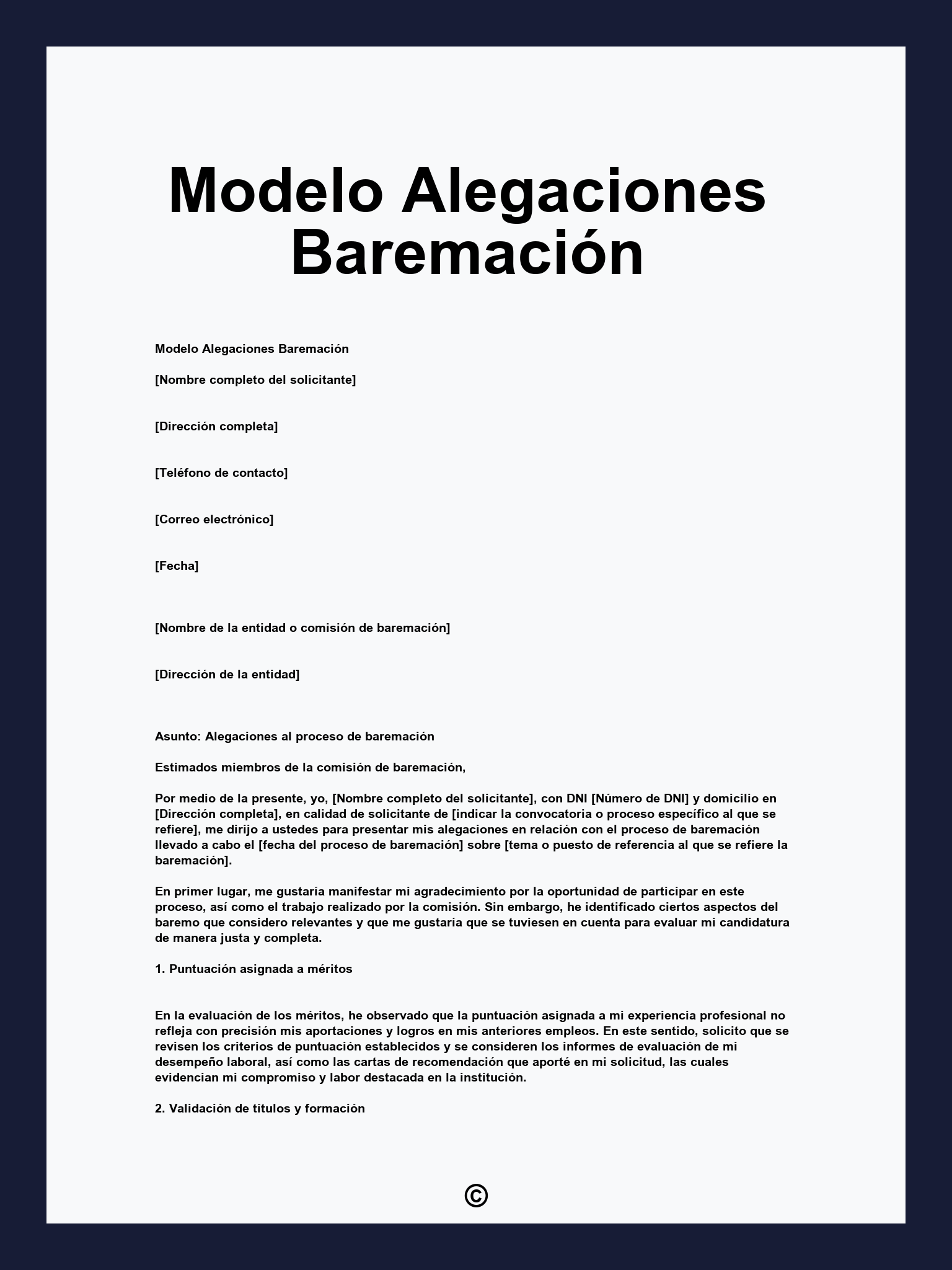 Modelo Alegaciones Baremación