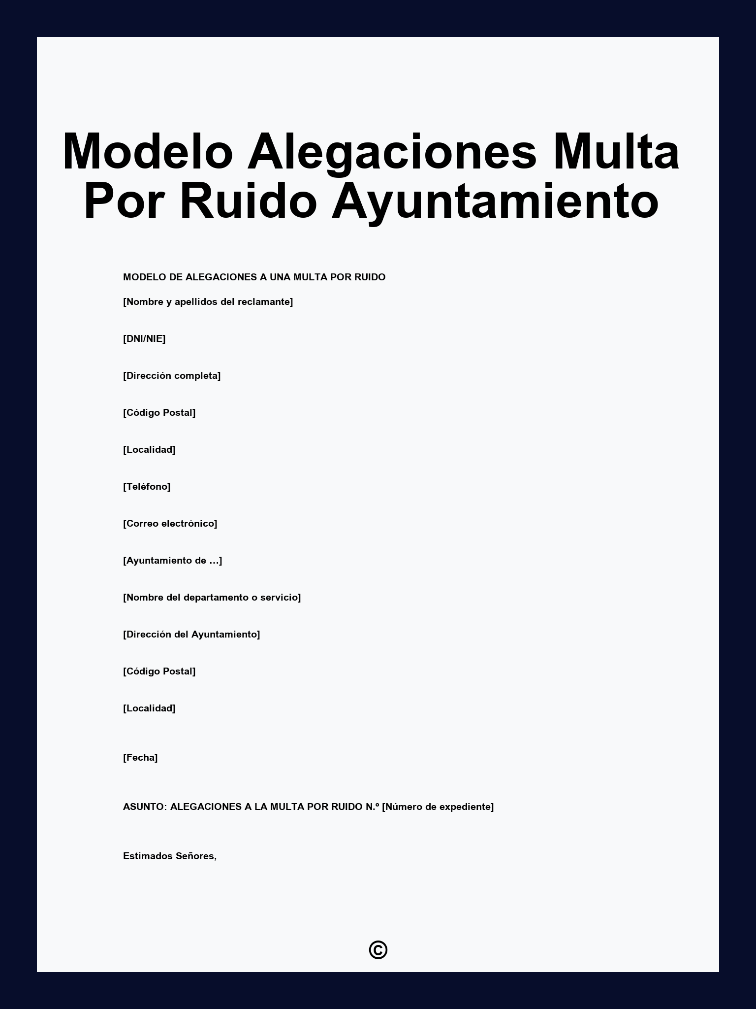 Modelo Alegaciones Multa Por Ruido Ayuntamiento