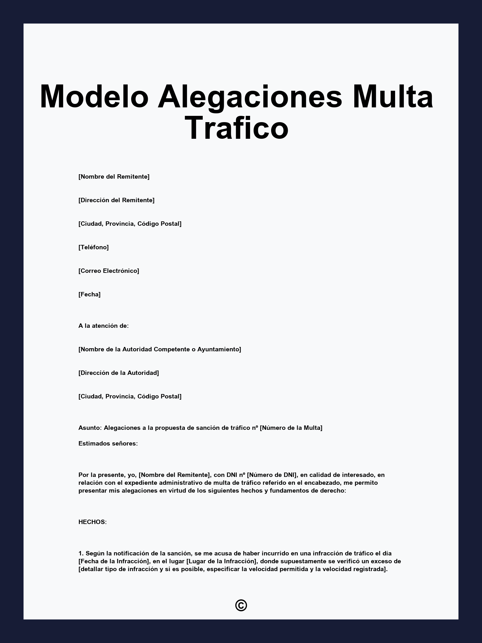 Modelo Alegaciones Multa Trafico