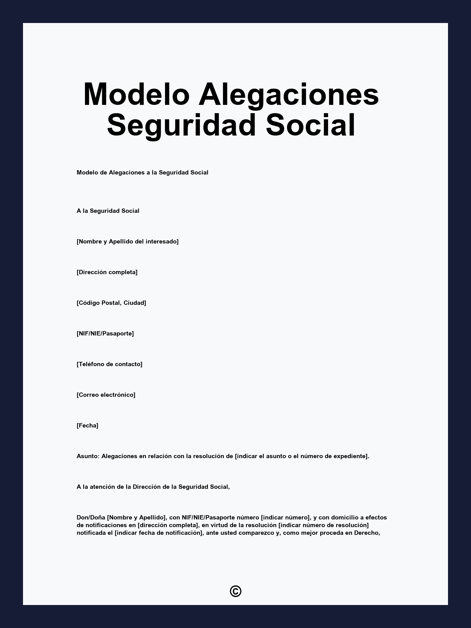 Modelo Alegaciones Seguridad Social