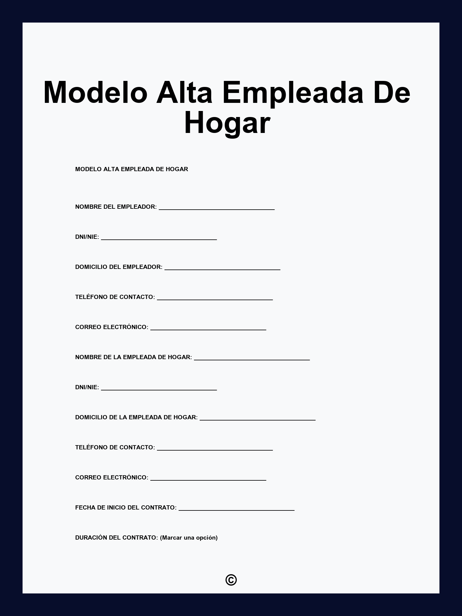 Modelo Alta Empleada De Hogar