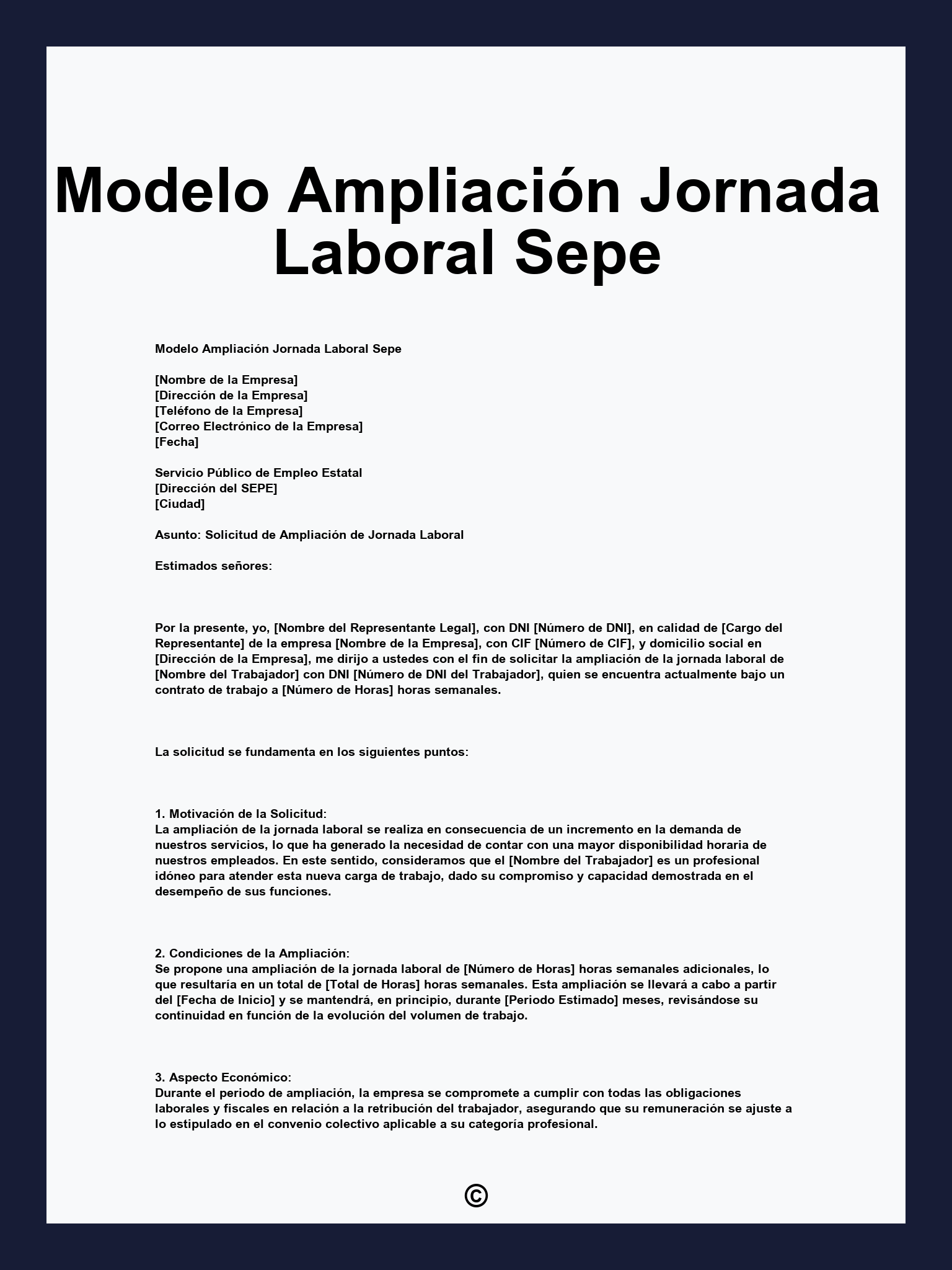 Modelo Ampliación Jornada Laboral Sepe