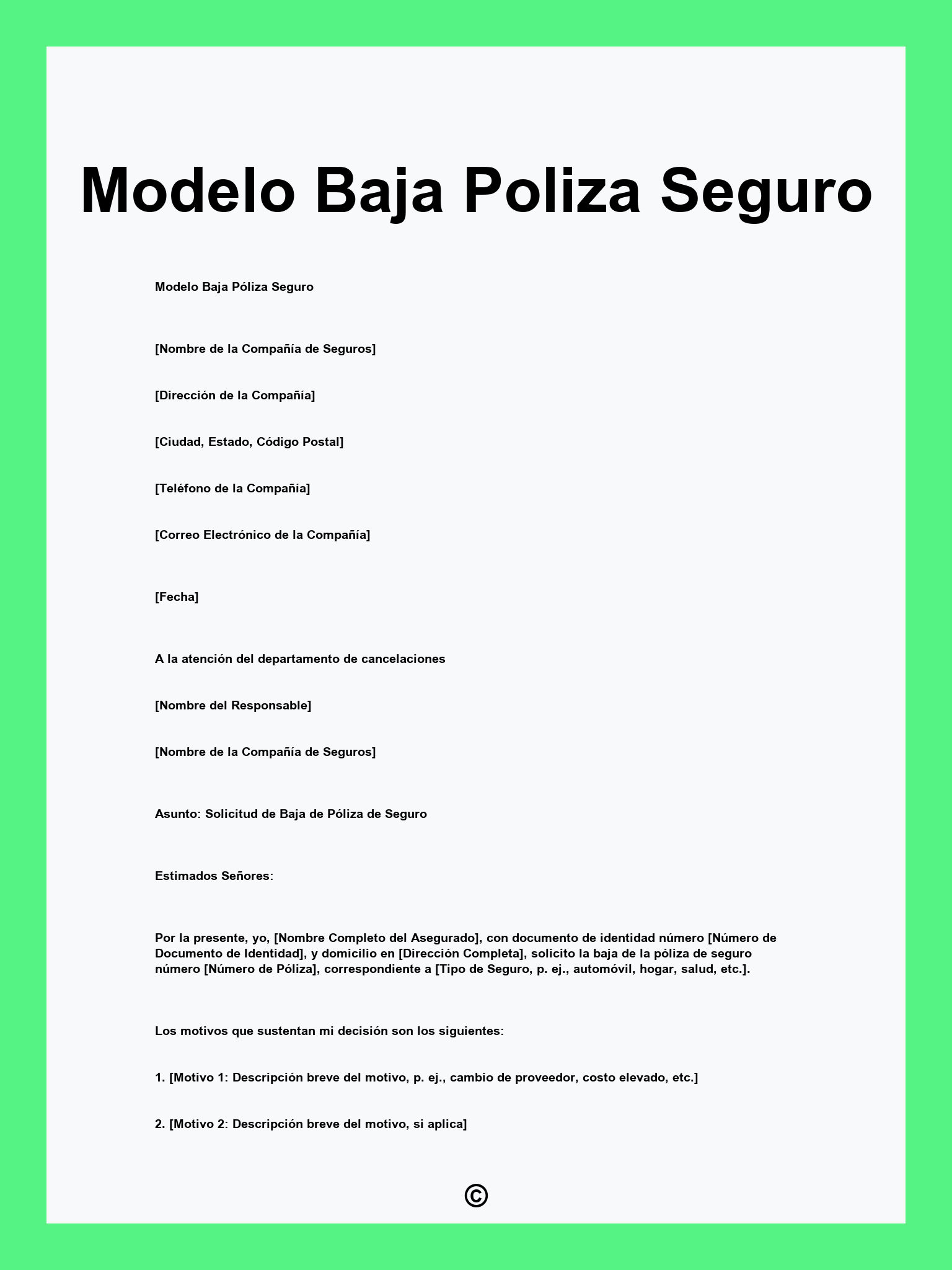 Modelo Baja Poliza Seguro