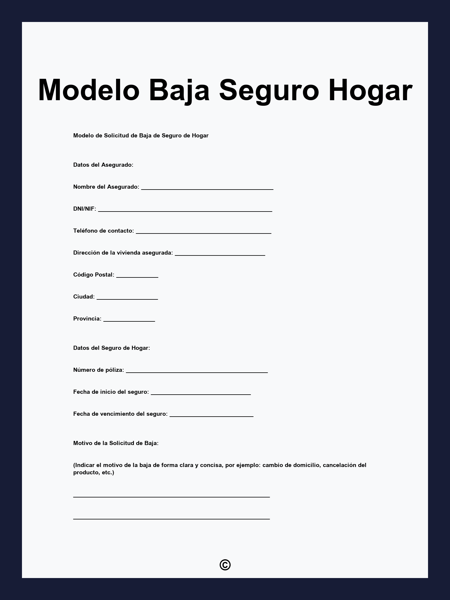Modelo Baja Seguro Hogar