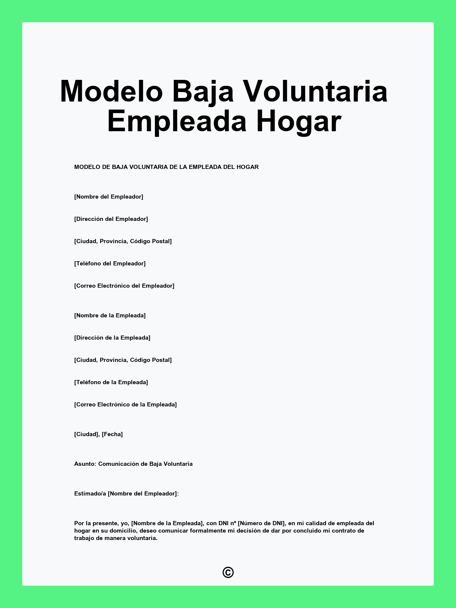 Modelo Baja Voluntaria Empleada Hogar
