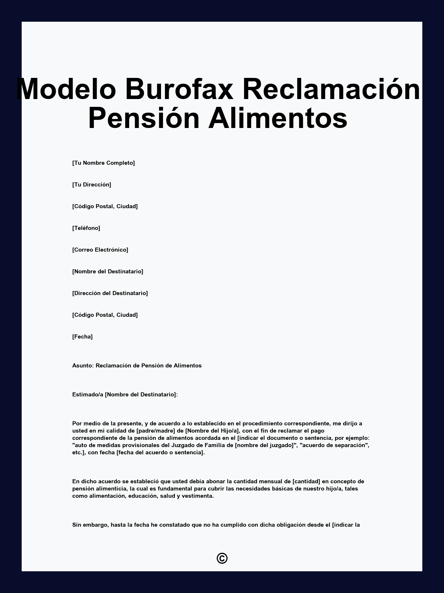 Modelo Burofax Reclamación Pensión Alimentos