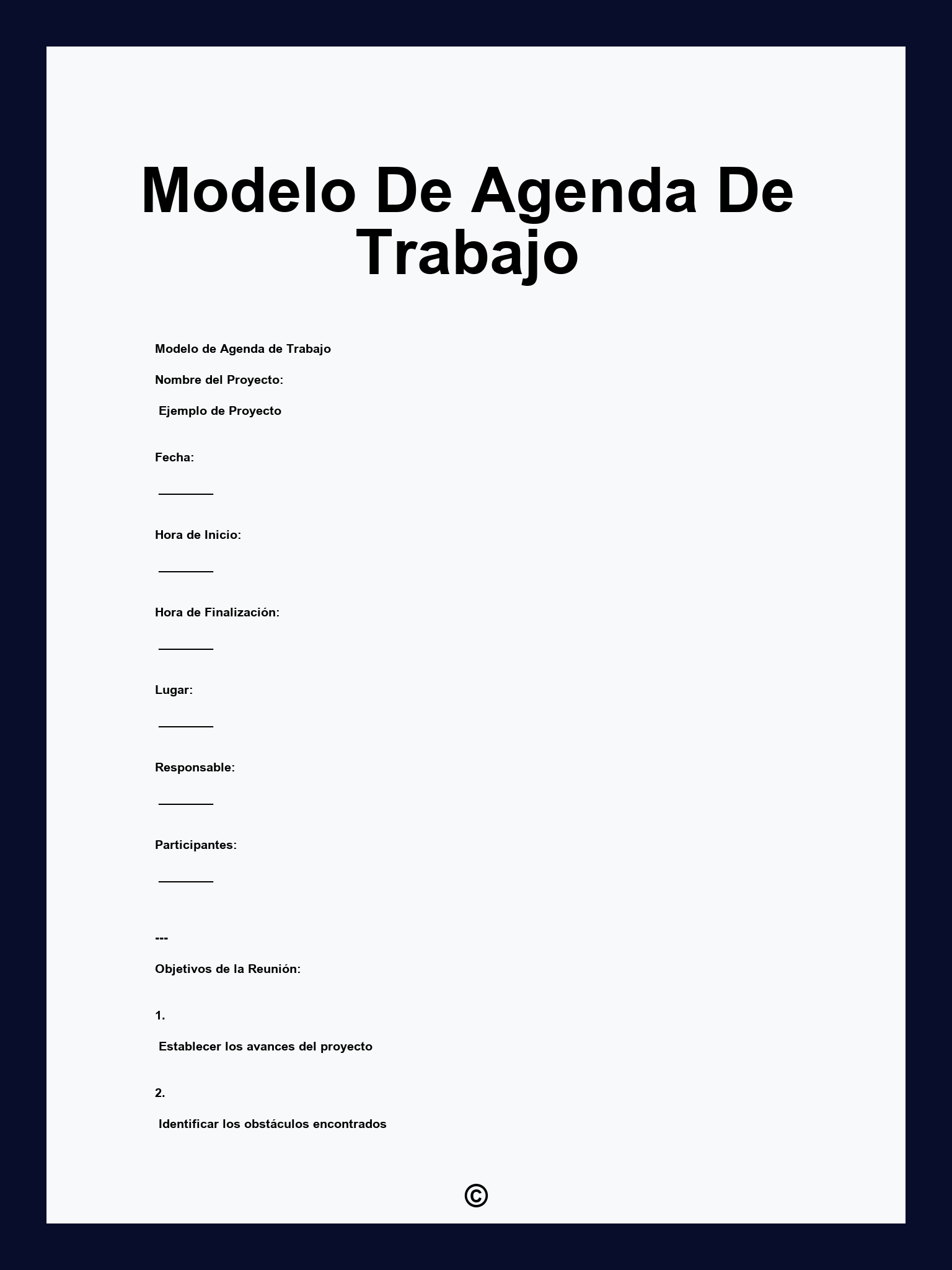 Modelo De Agenda De Trabajo