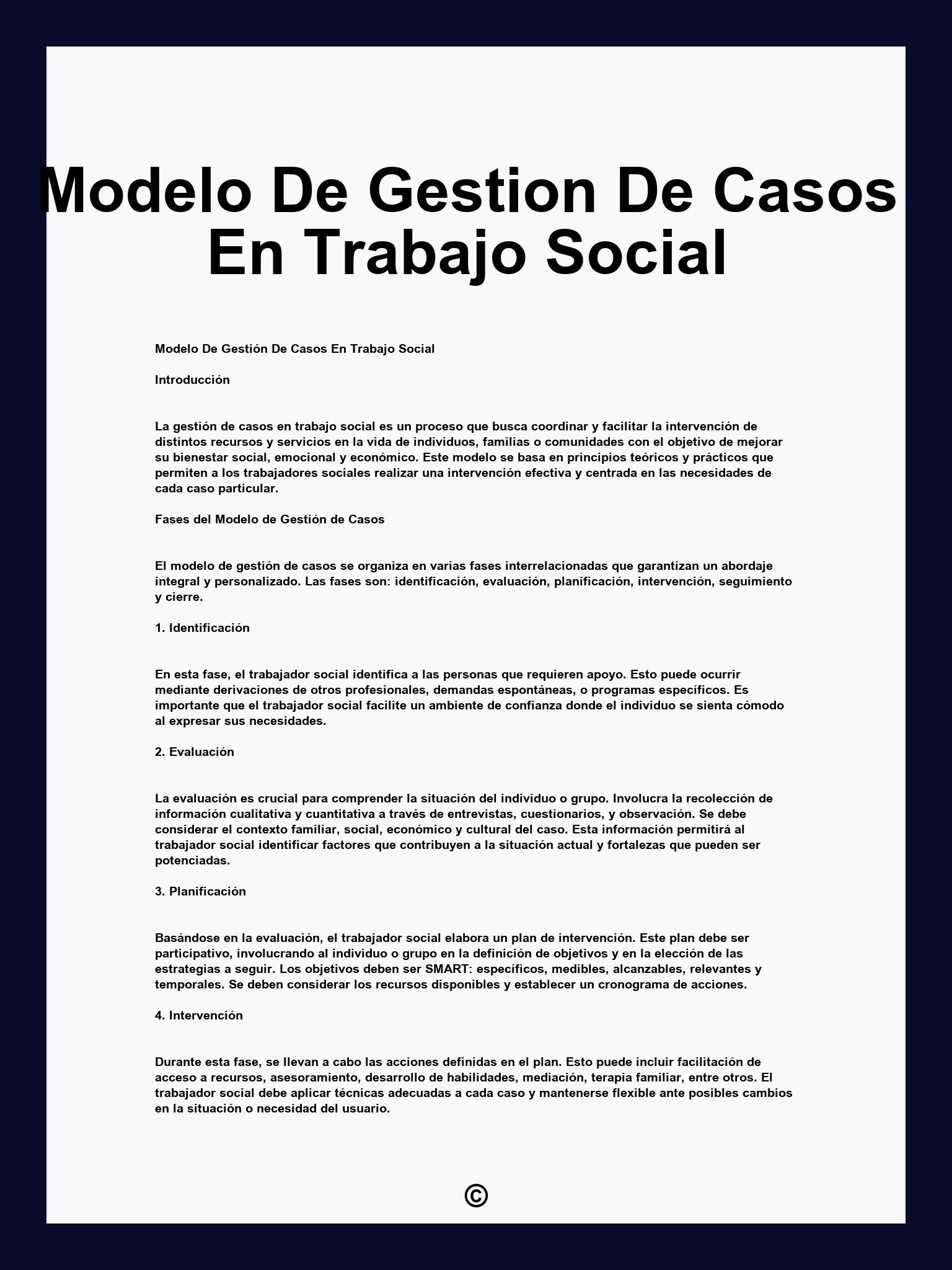 Modelo De Gestion De Casos En Trabajo Social