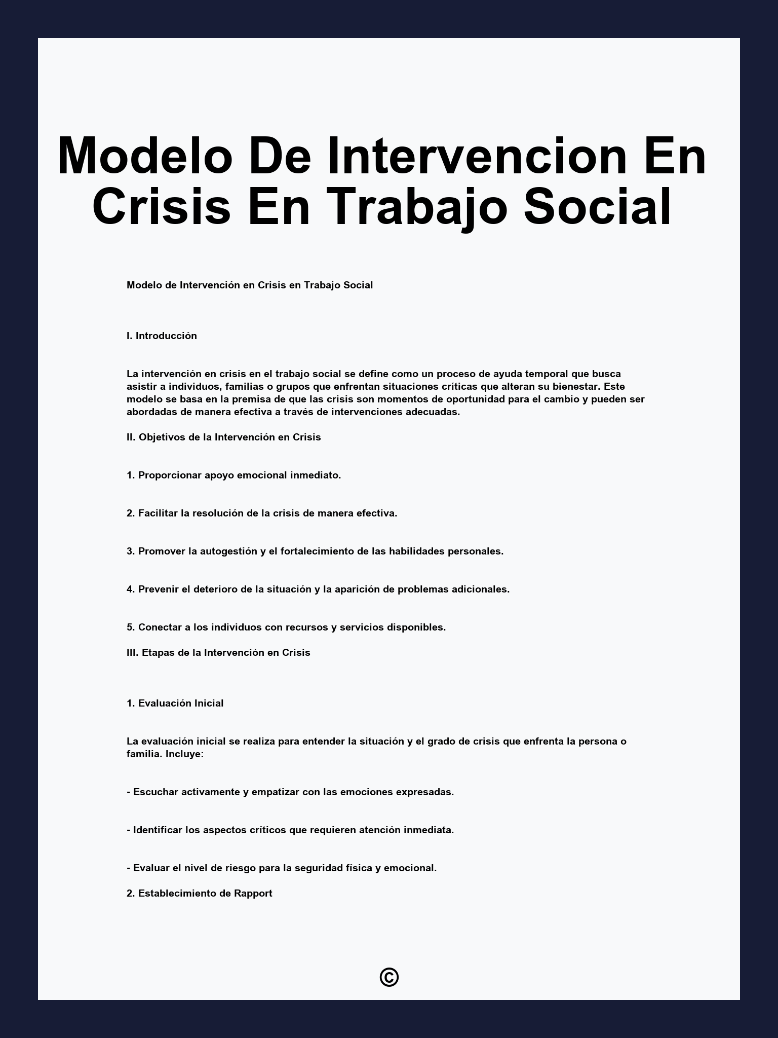 Modelo De Intervencion En Crisis En Trabajo Social