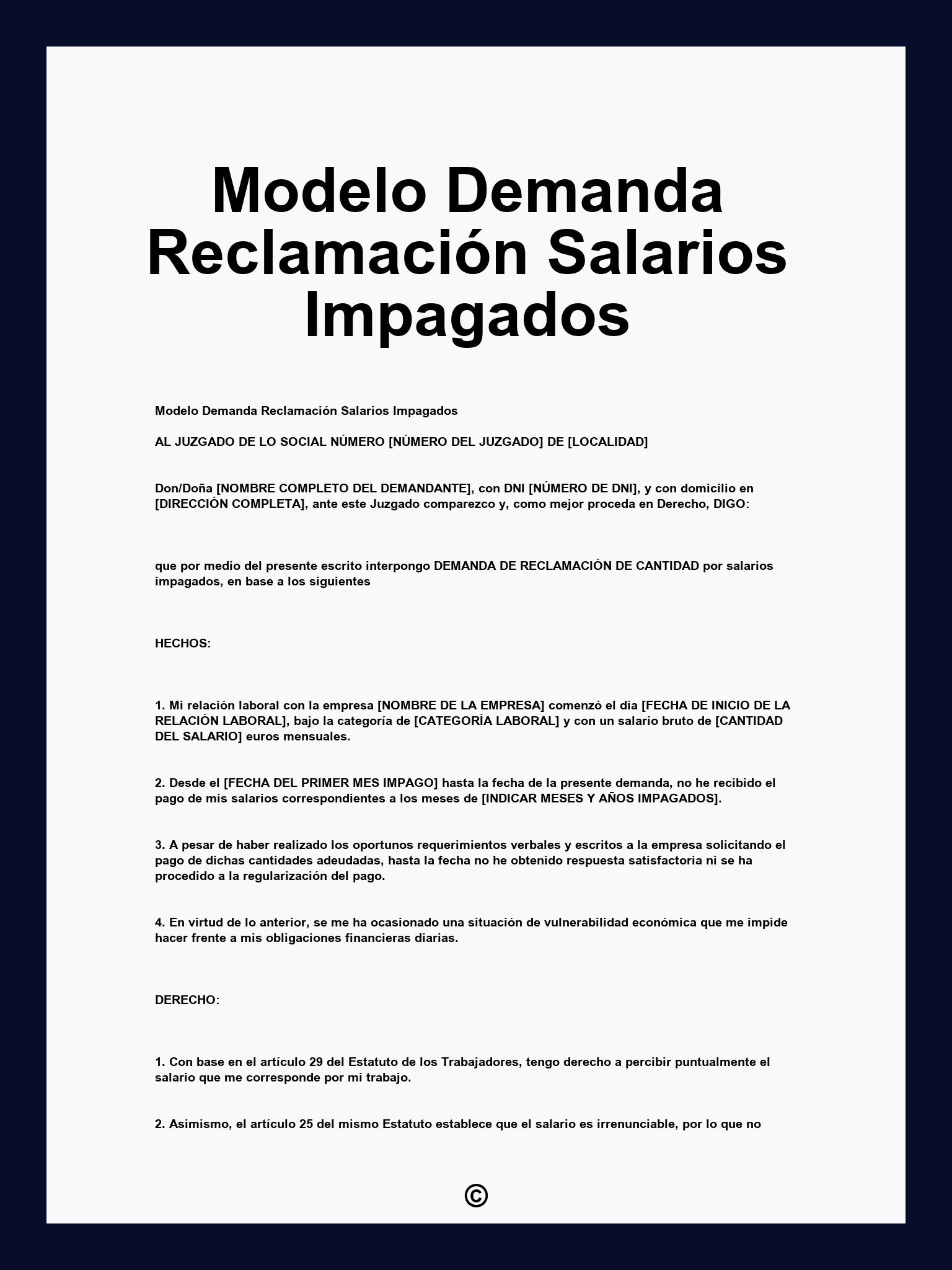 Modelo Demanda Reclamación Salarios Impagados