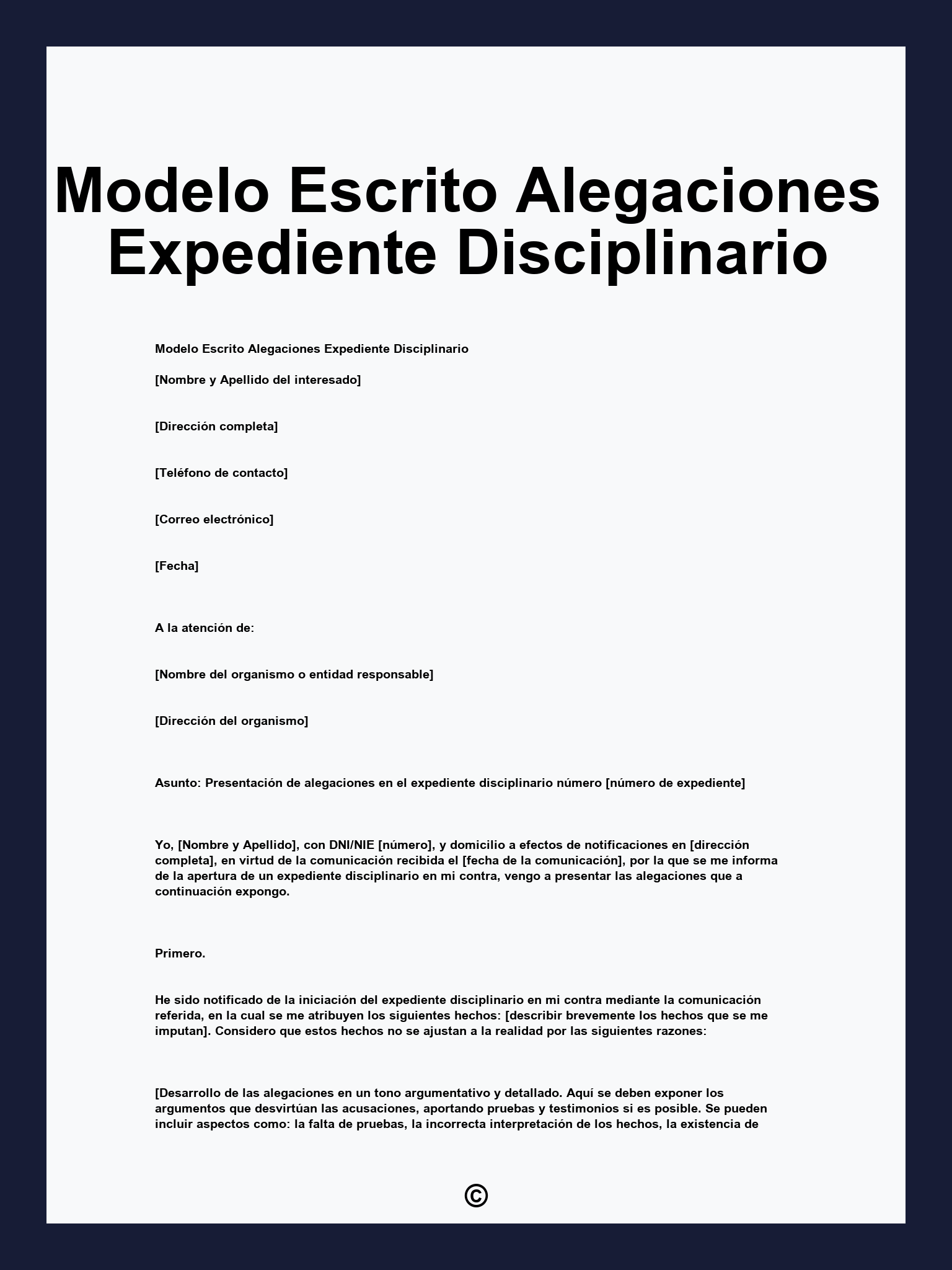 Modelo Escrito Alegaciones Expediente Disciplinario