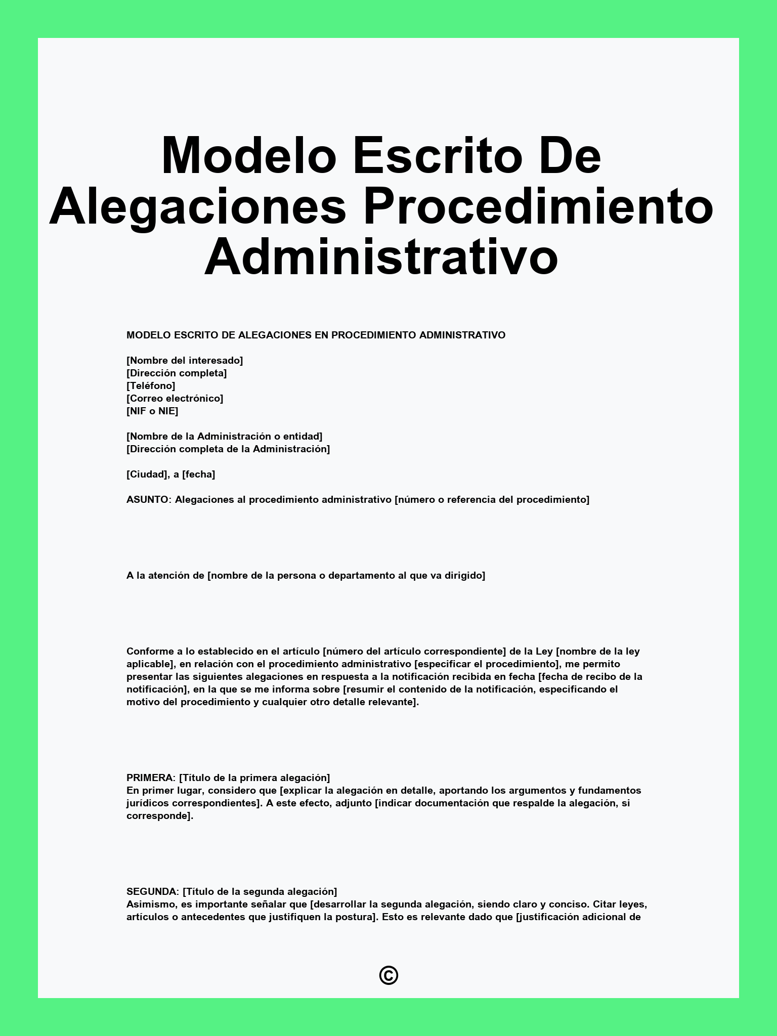 Modelo Escrito De Alegaciones Procedimiento Administrativo