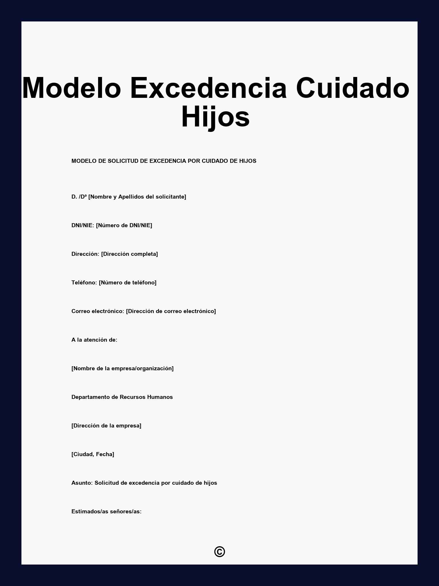 Modelo Excedencia Cuidado Hijos
