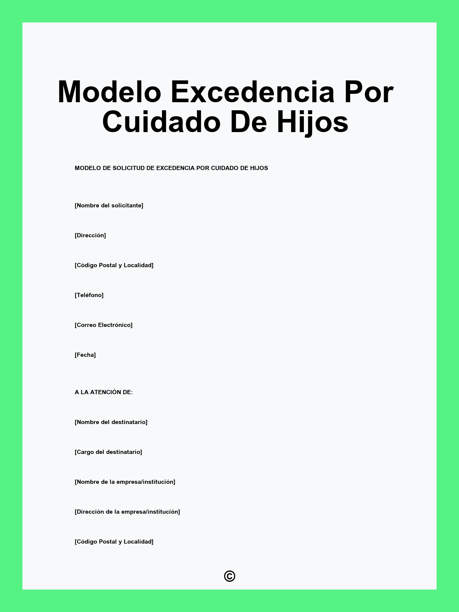 Modelo Excedencia Por Cuidado De Hijos