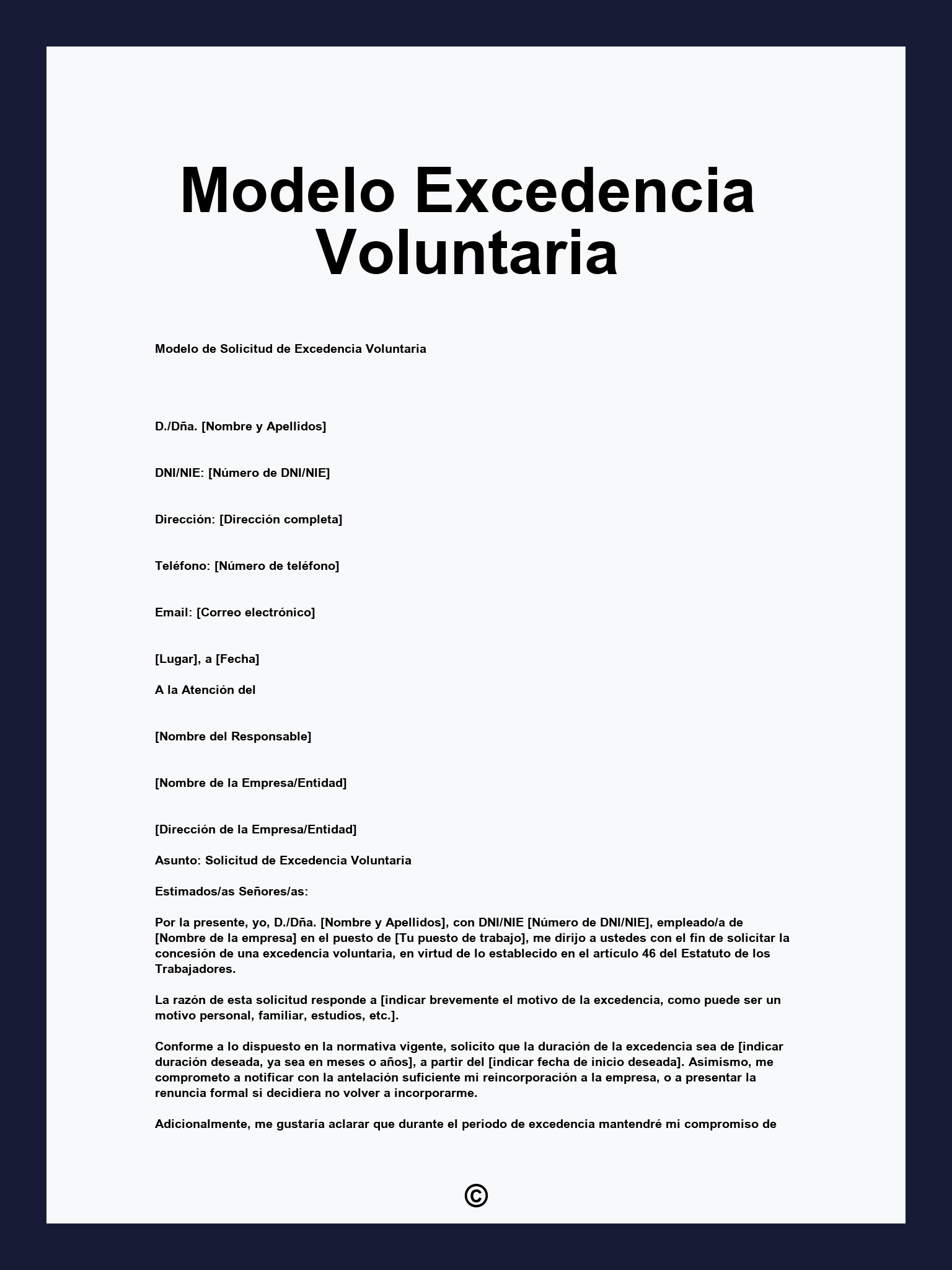 Modelo Excedencia Voluntaria