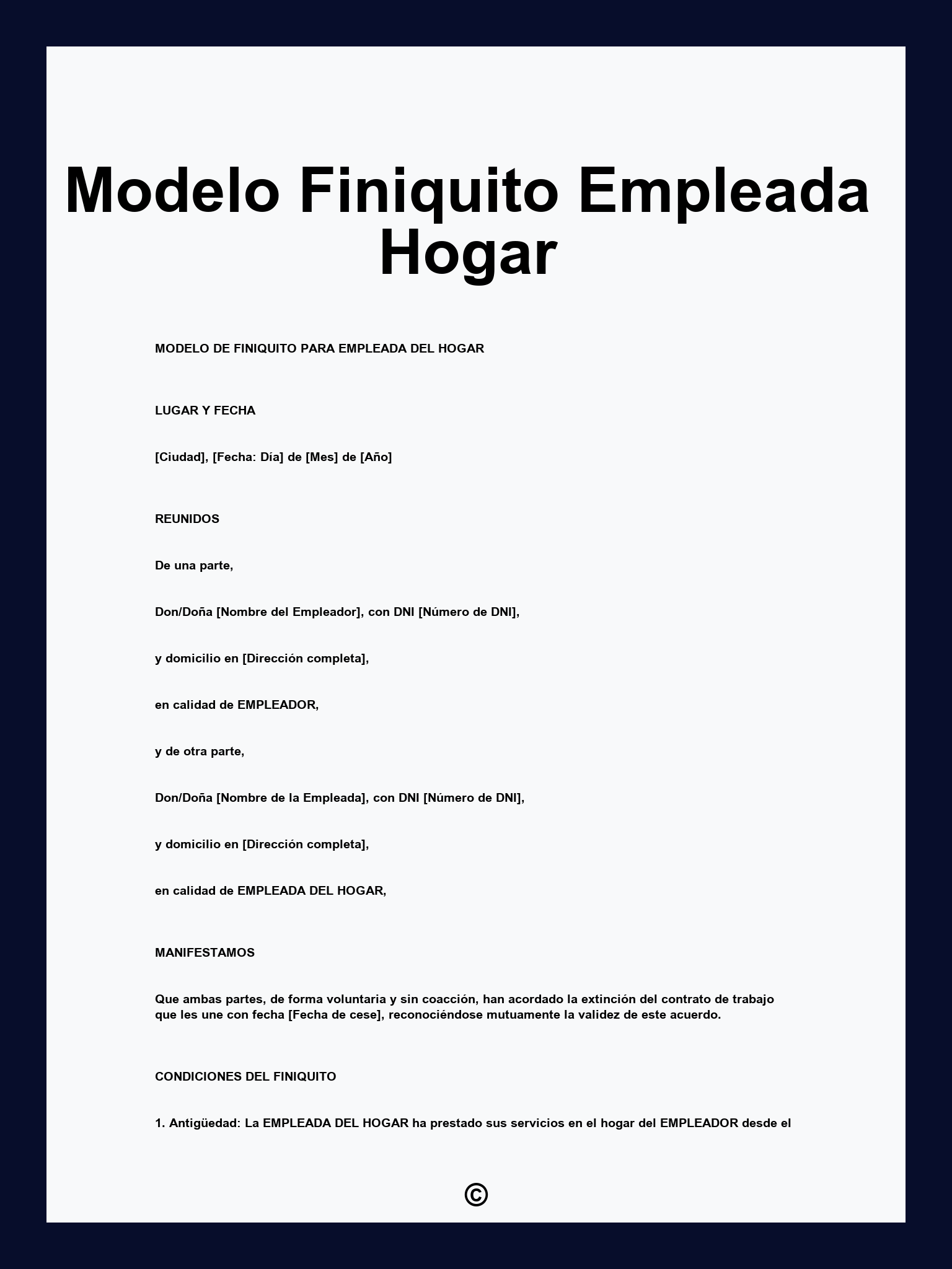 Modelo Finiquito Empleada Hogar
