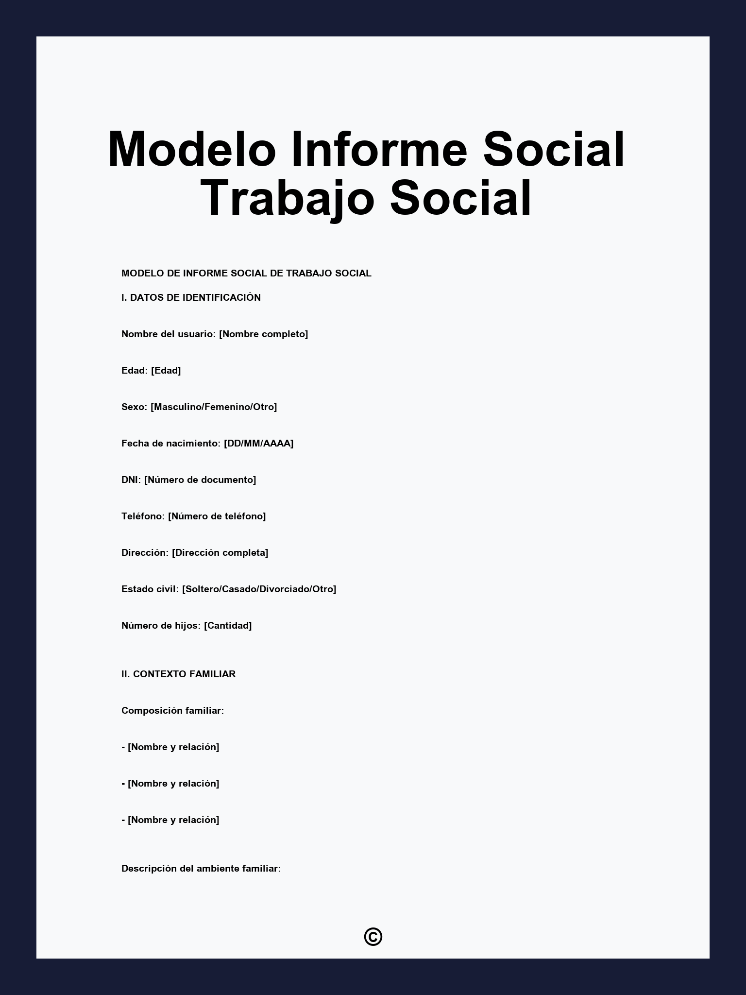 Modelo Informe Social Trabajo Social
