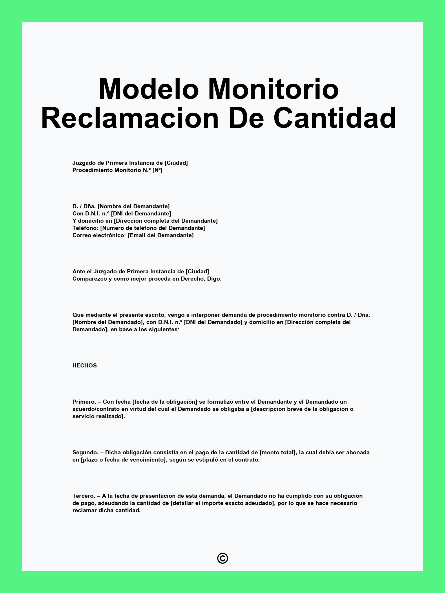 Modelo Monitorio Reclamacion De Cantidad