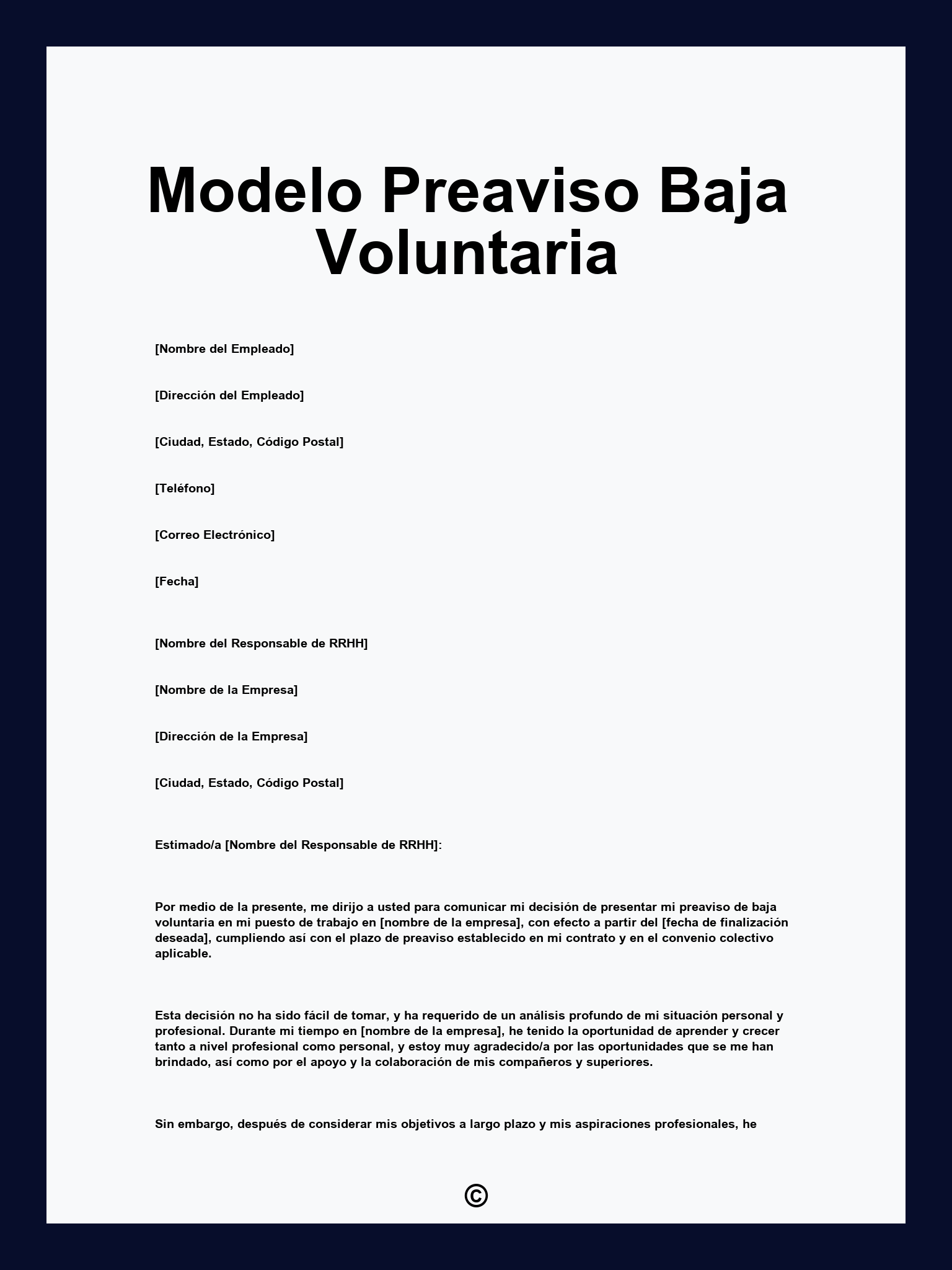 Modelo Preaviso Baja Voluntaria