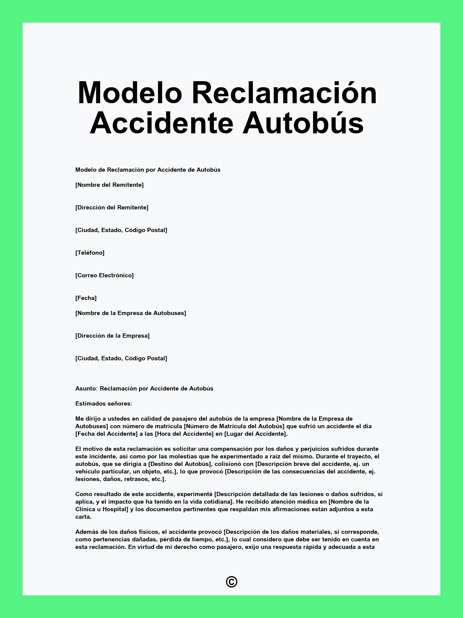 Modelo Reclamación Accidente Autobús