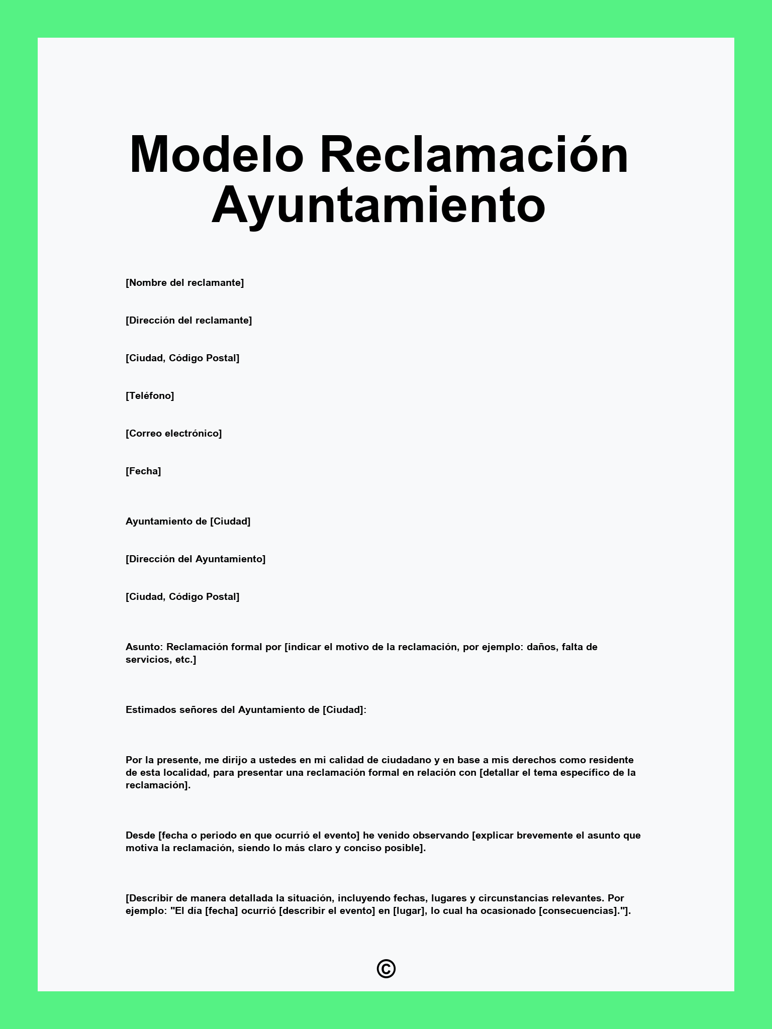 Modelo Reclamación Ayuntamiento