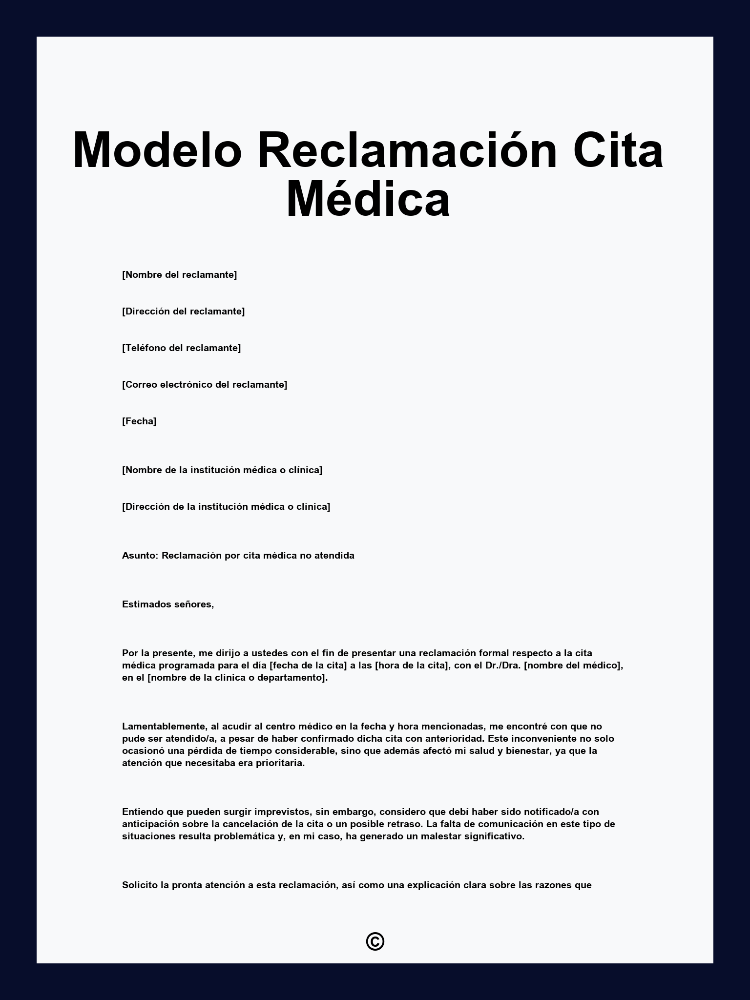 Modelo Reclamación Cita Médica