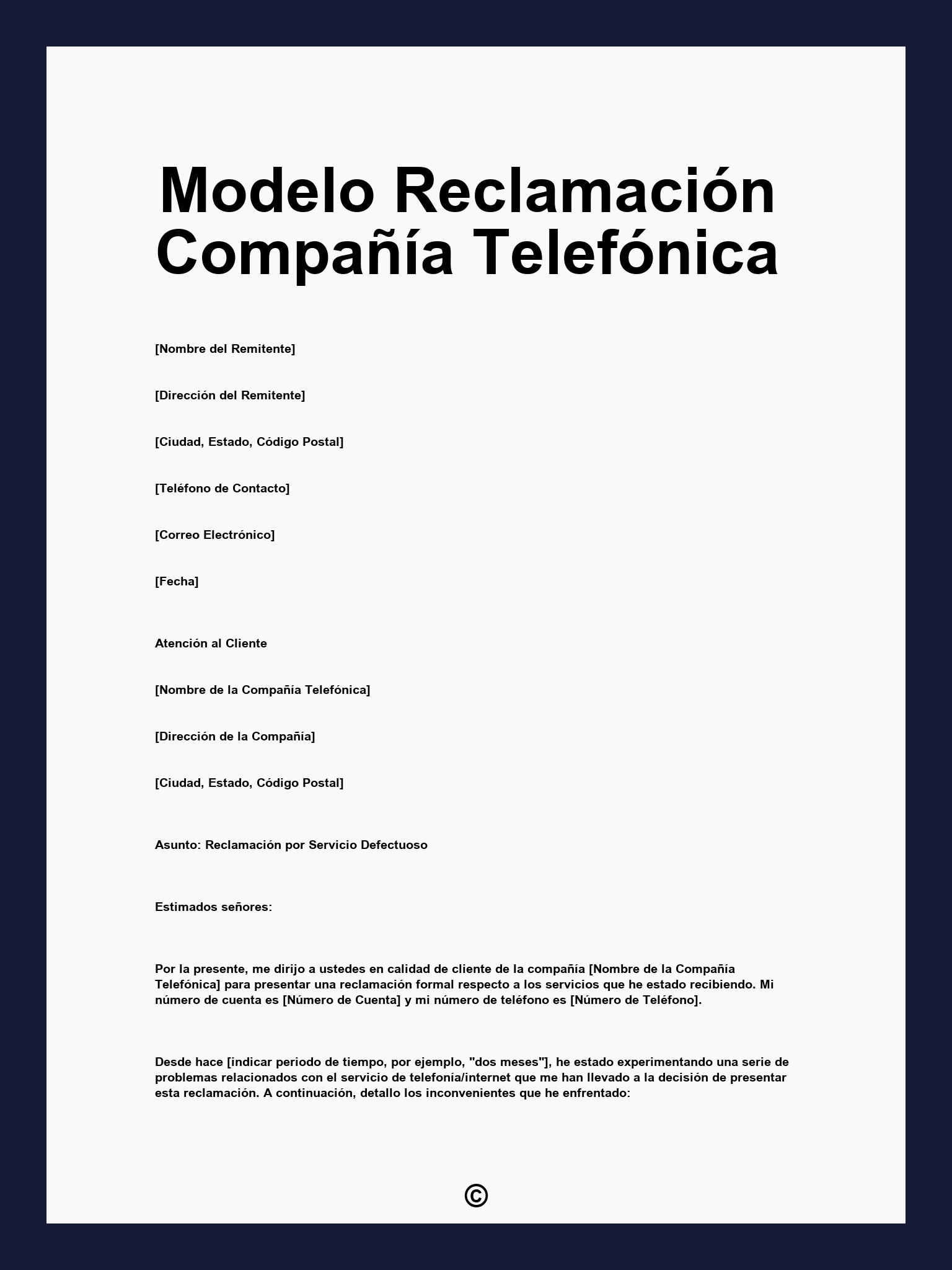 Modelo Reclamación Compañía Telefónica