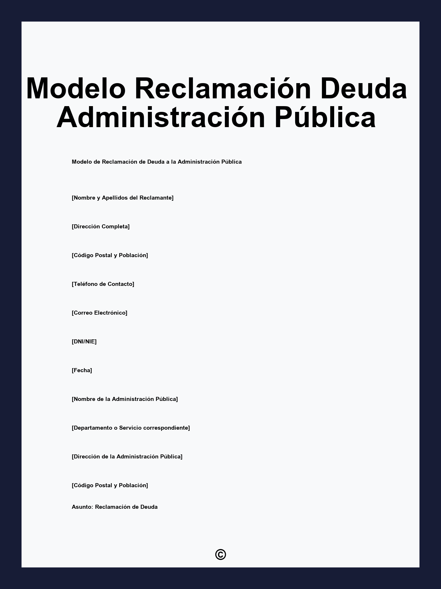 Modelo Reclamación Deuda Administración Pública