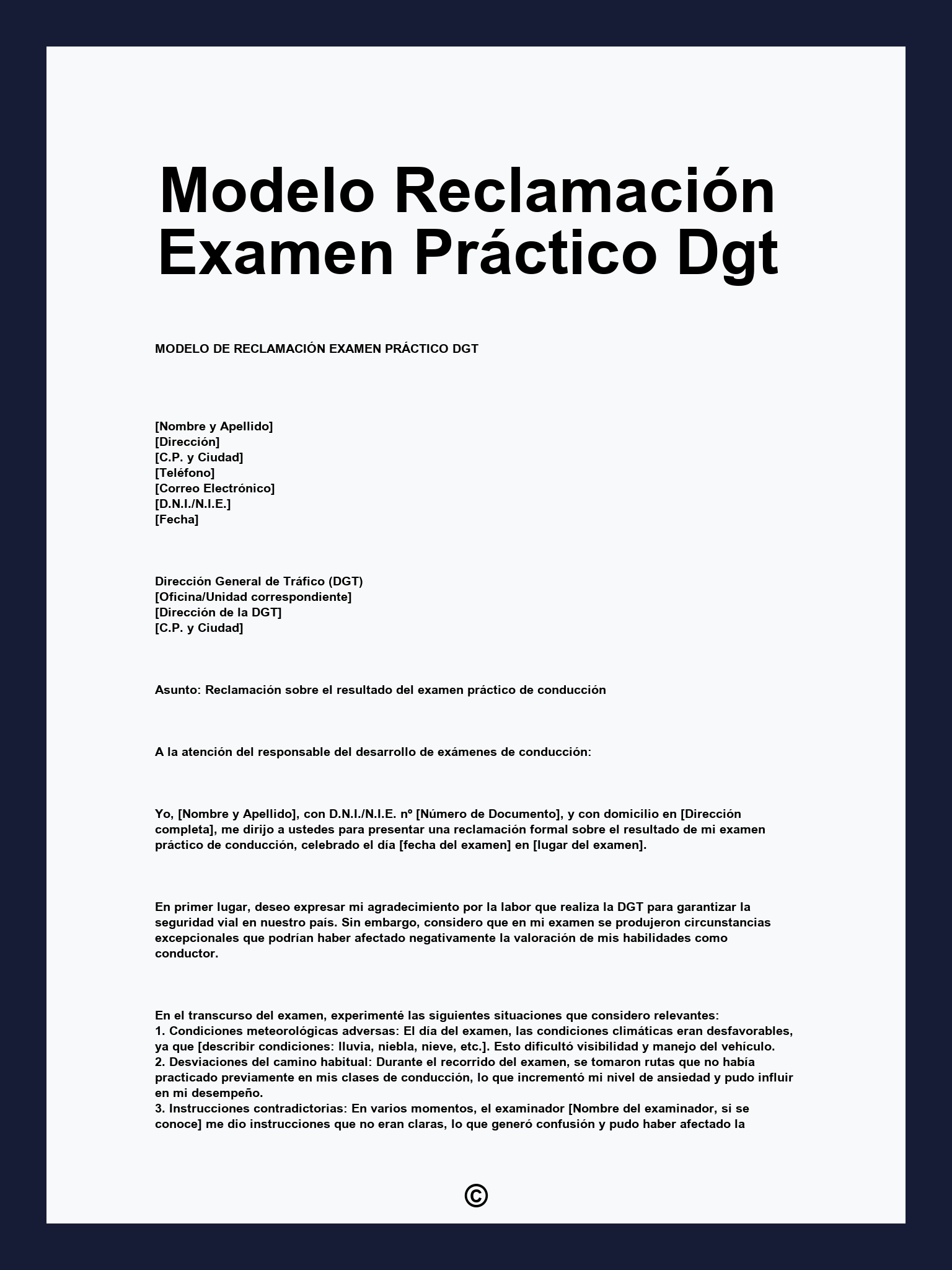 Modelo Reclamación Examen Práctico Dgt