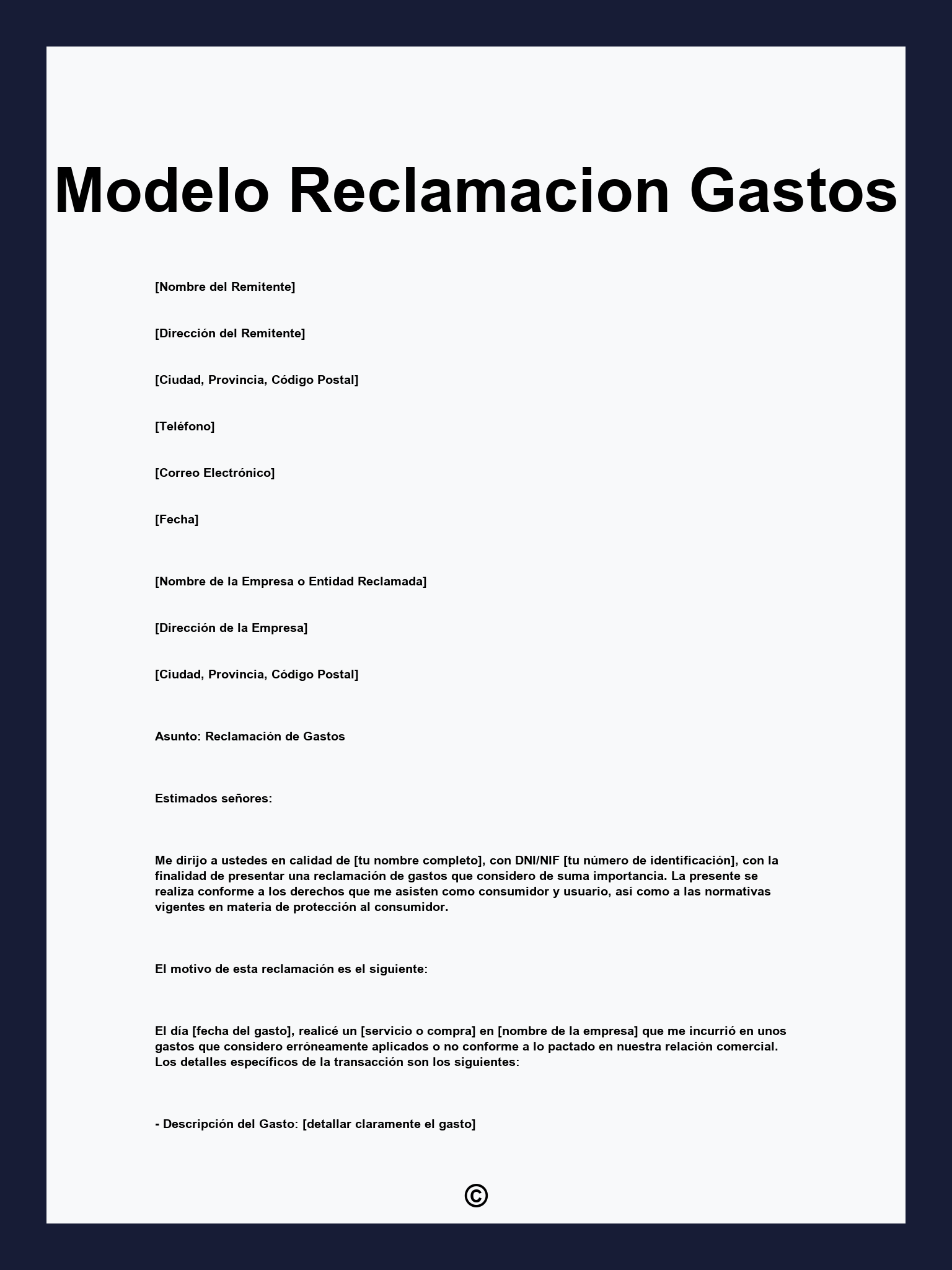 Modelo Reclamacion Gastos