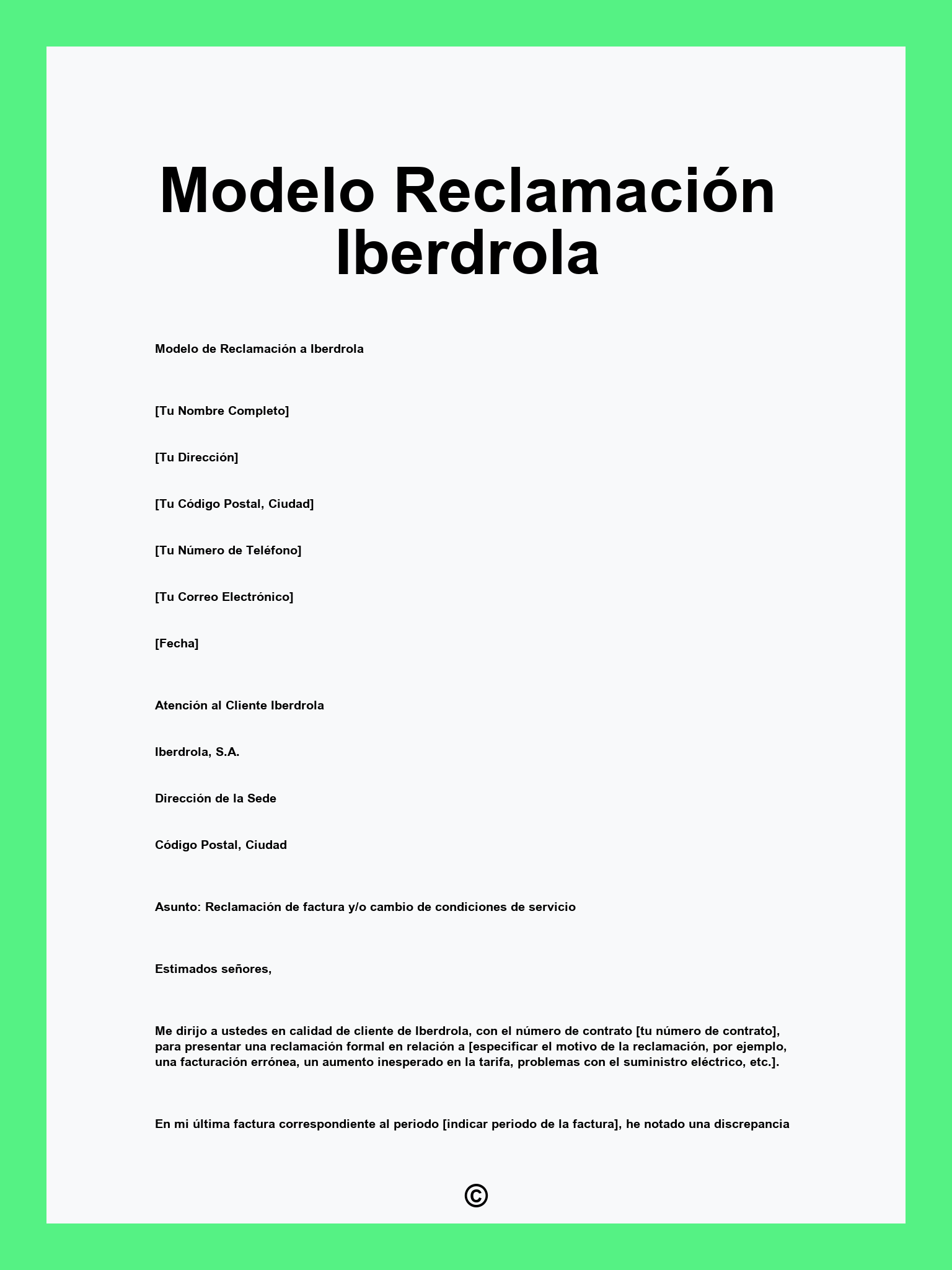 Modelo Reclamación Iberdrola