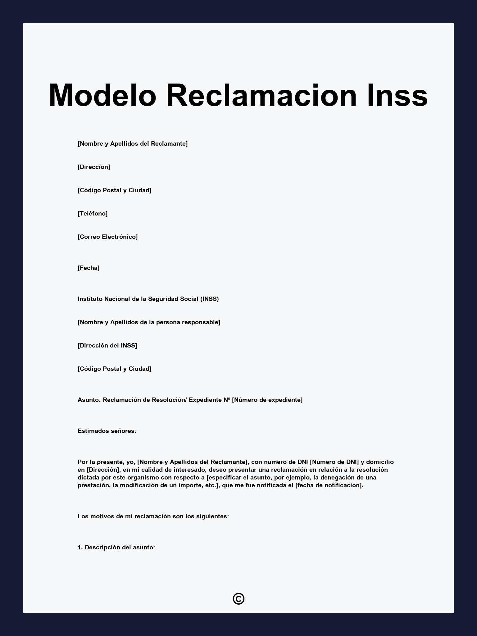 Modelo Reclamacion Inss