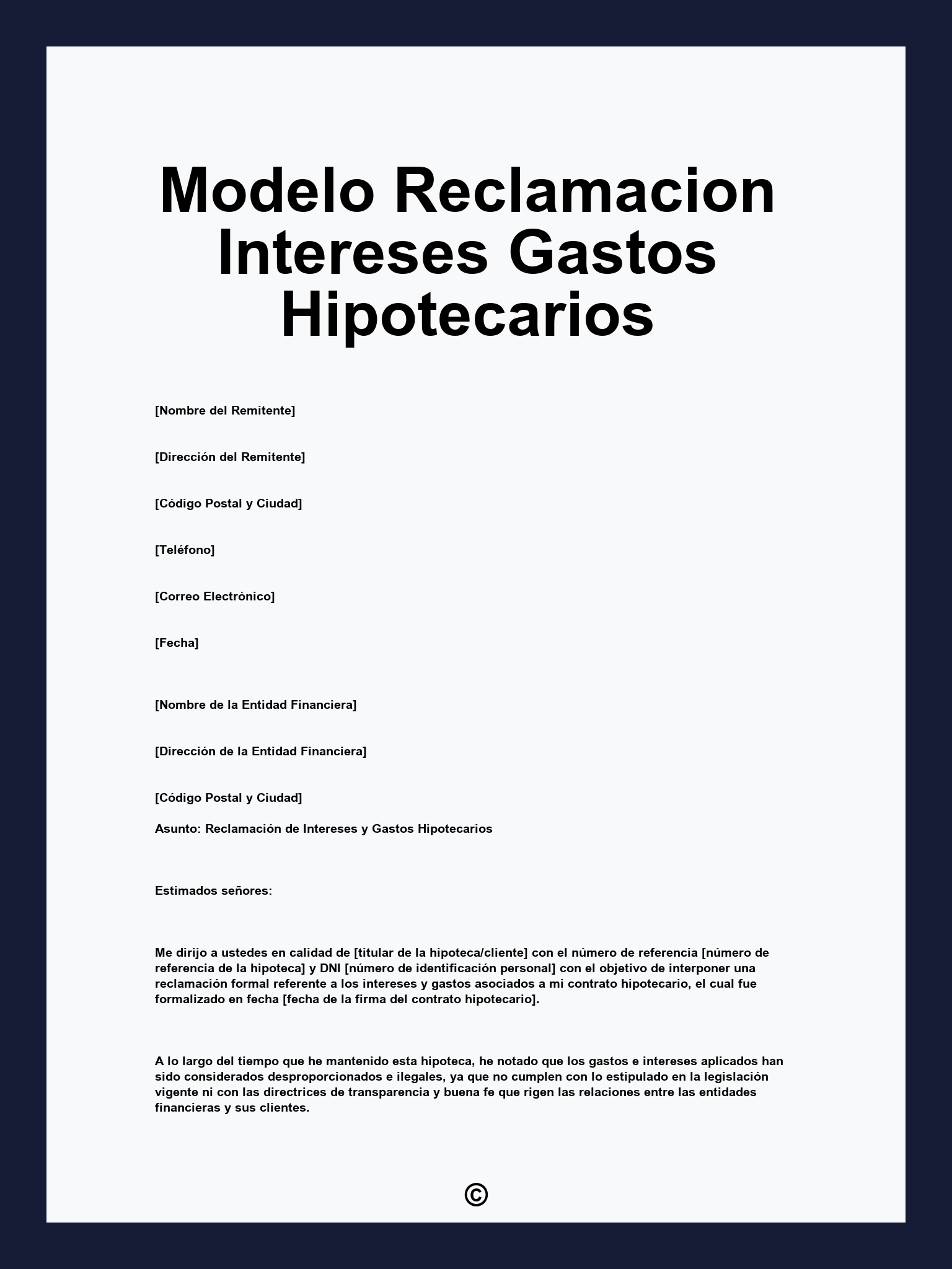 Modelo Reclamacion Intereses Gastos Hipotecarios
