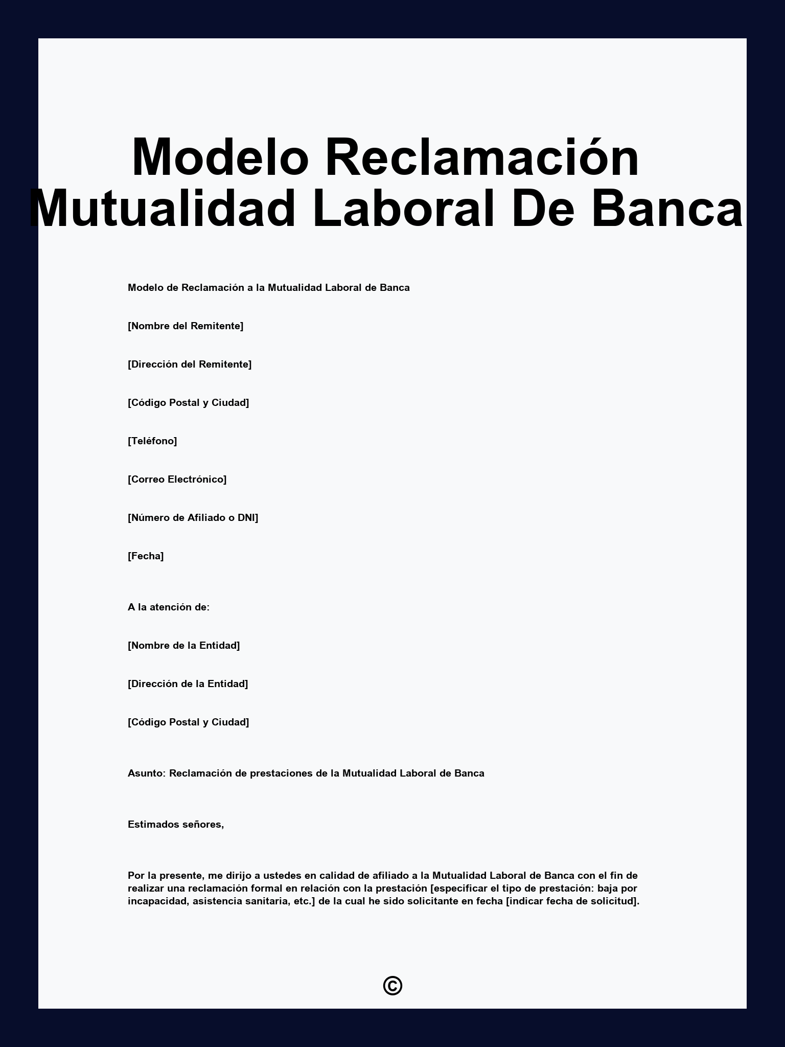 Modelo Reclamación Mutualidad Laboral De Banca