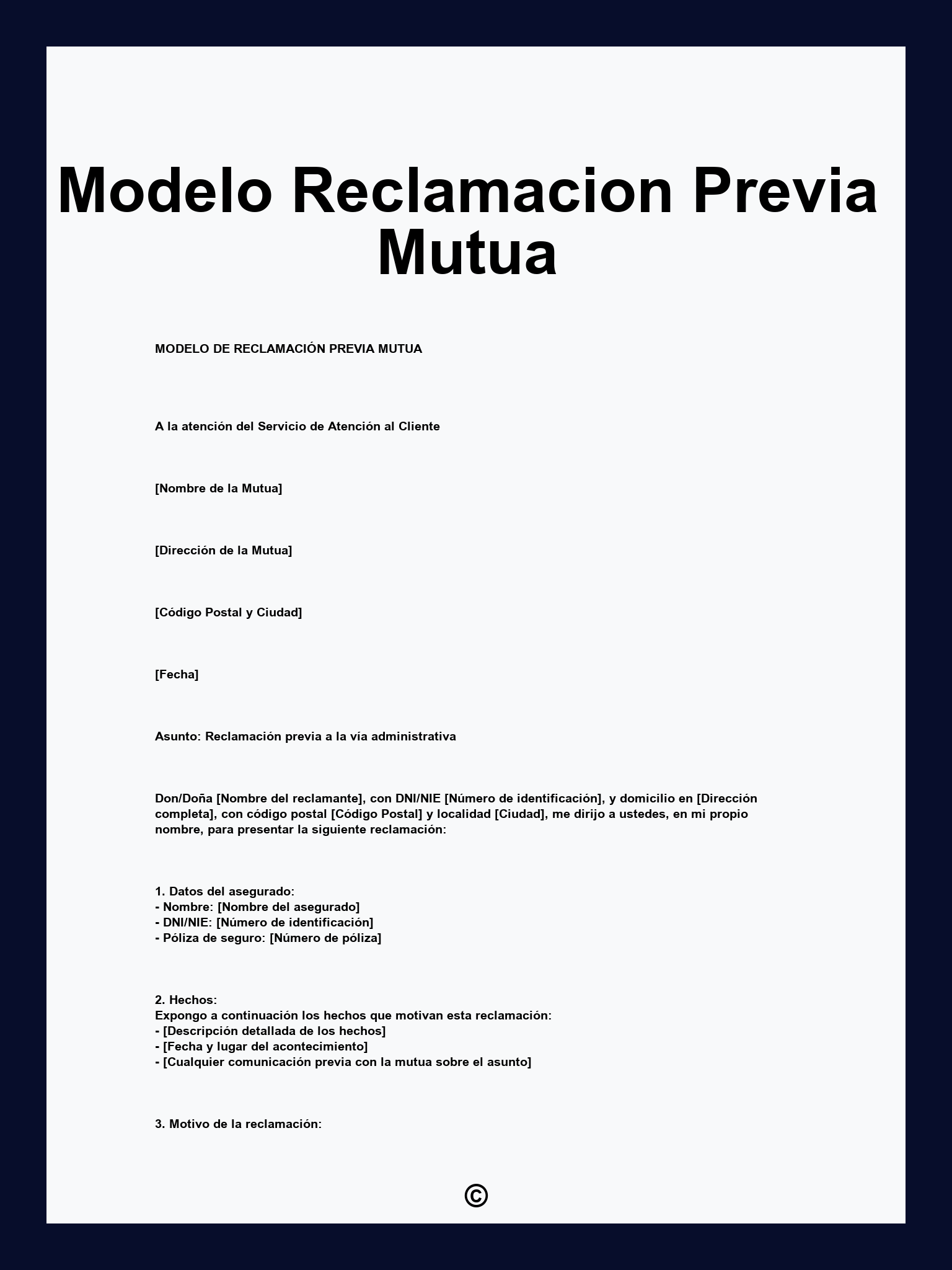Modelo Reclamacion Previa Mutua