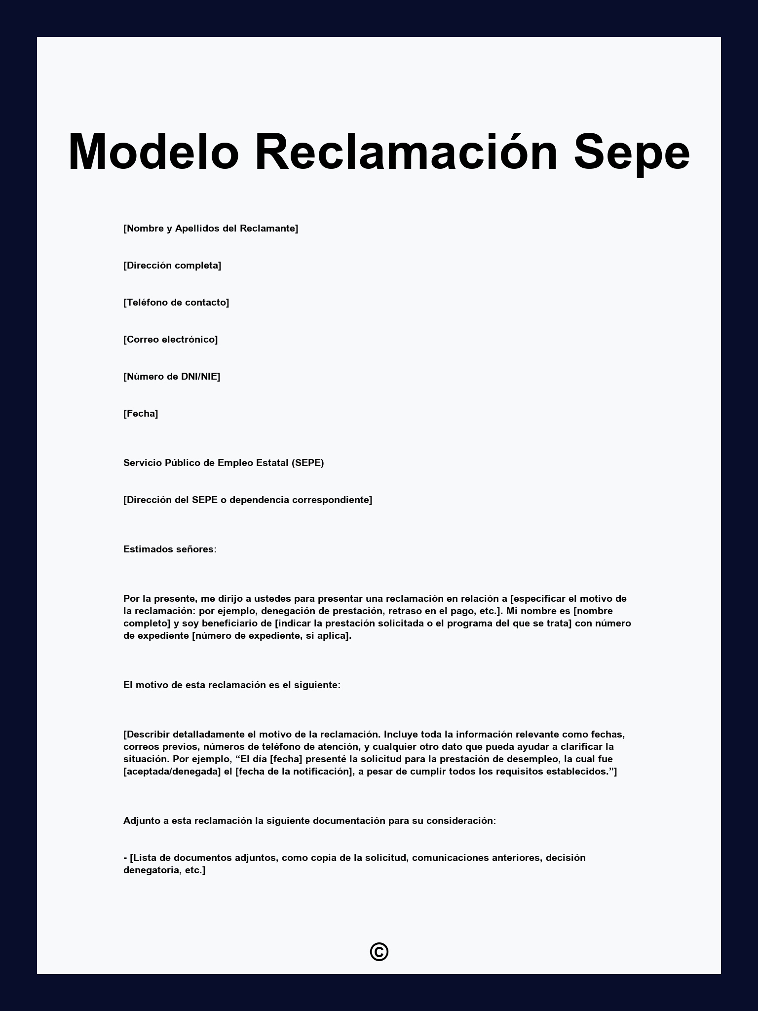 Modelo Reclamación Sepe