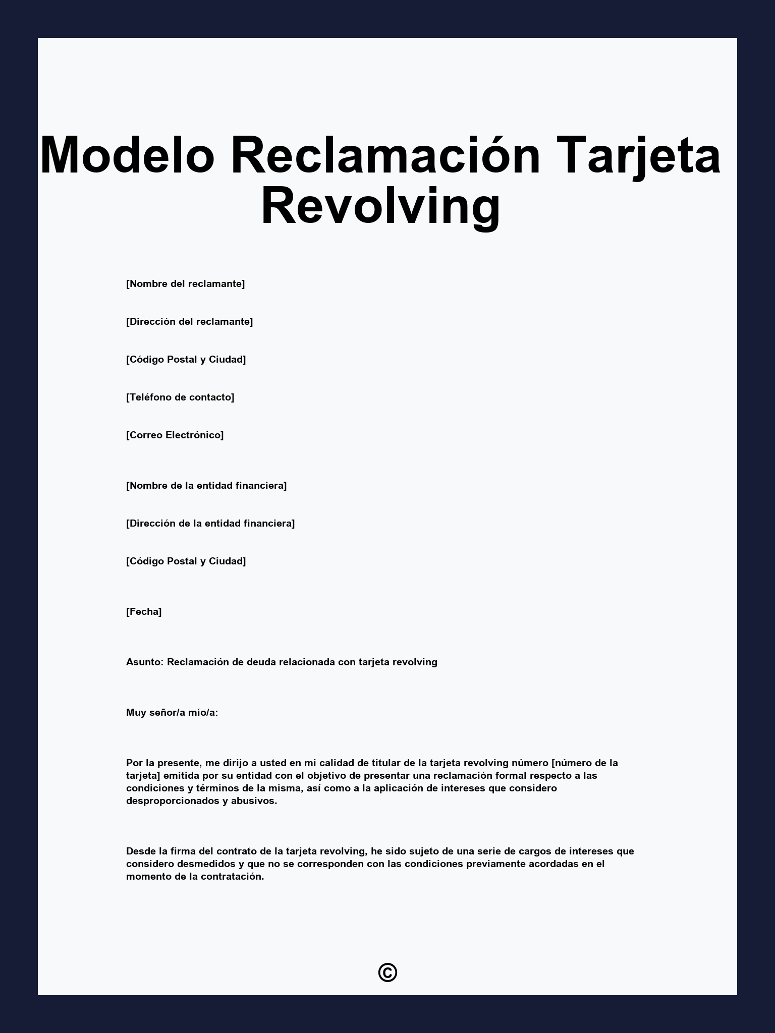 Modelo Reclamación Tarjeta Revolving