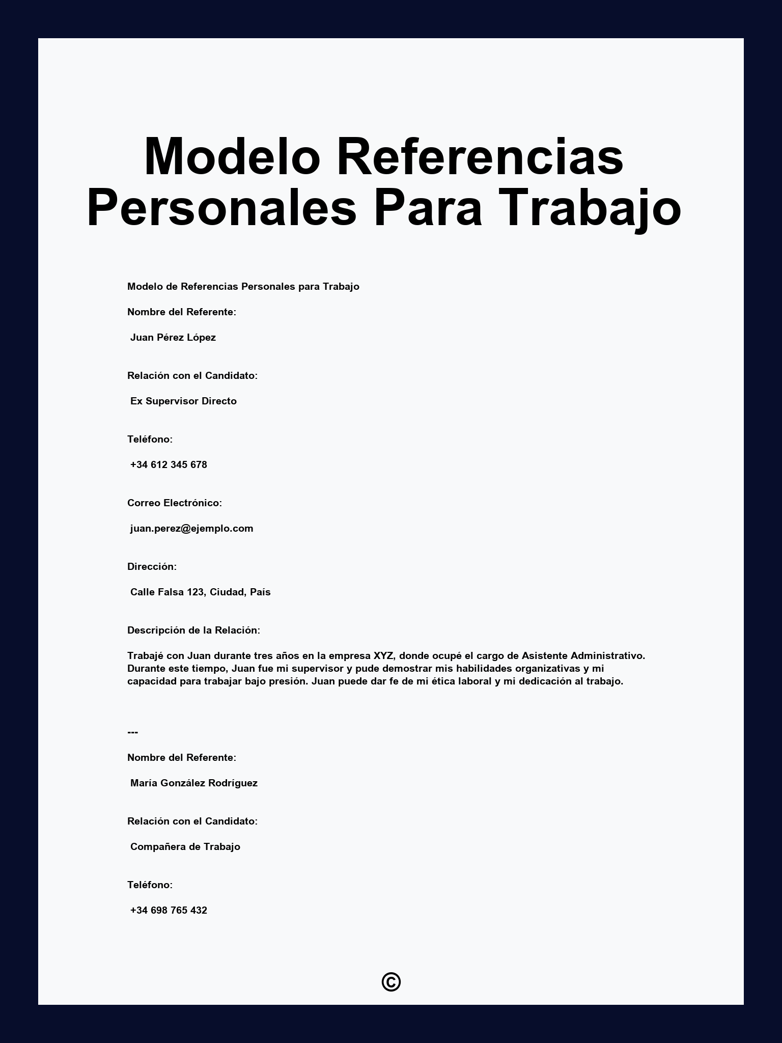 Modelo Referencias Personales Para Trabajo
