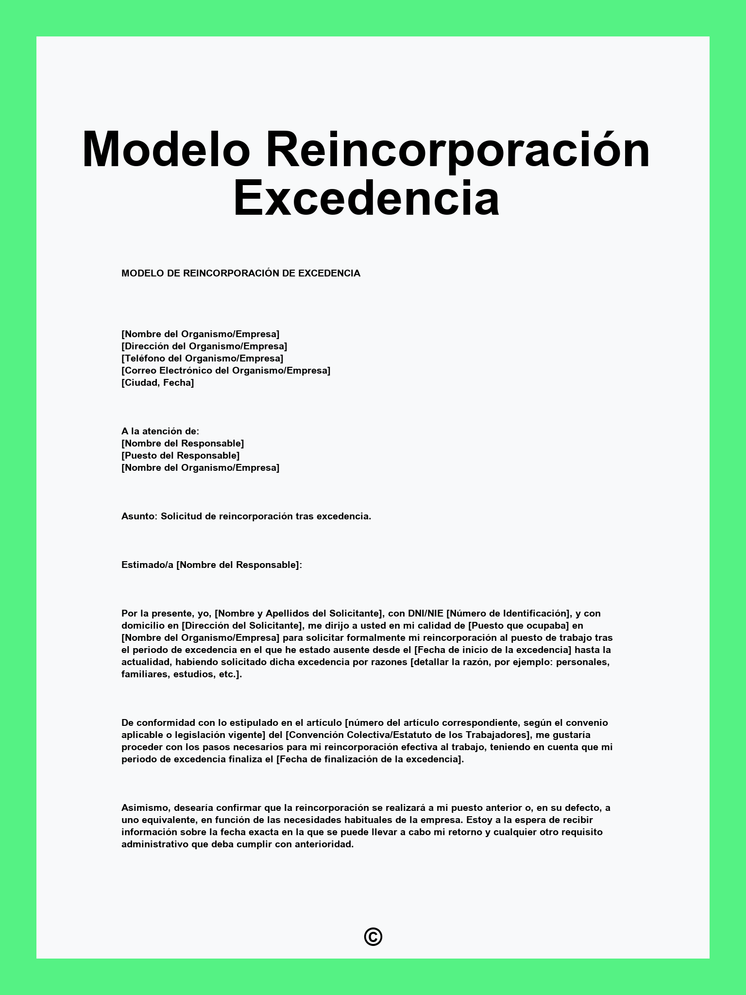Modelo Reincorporación Excedencia