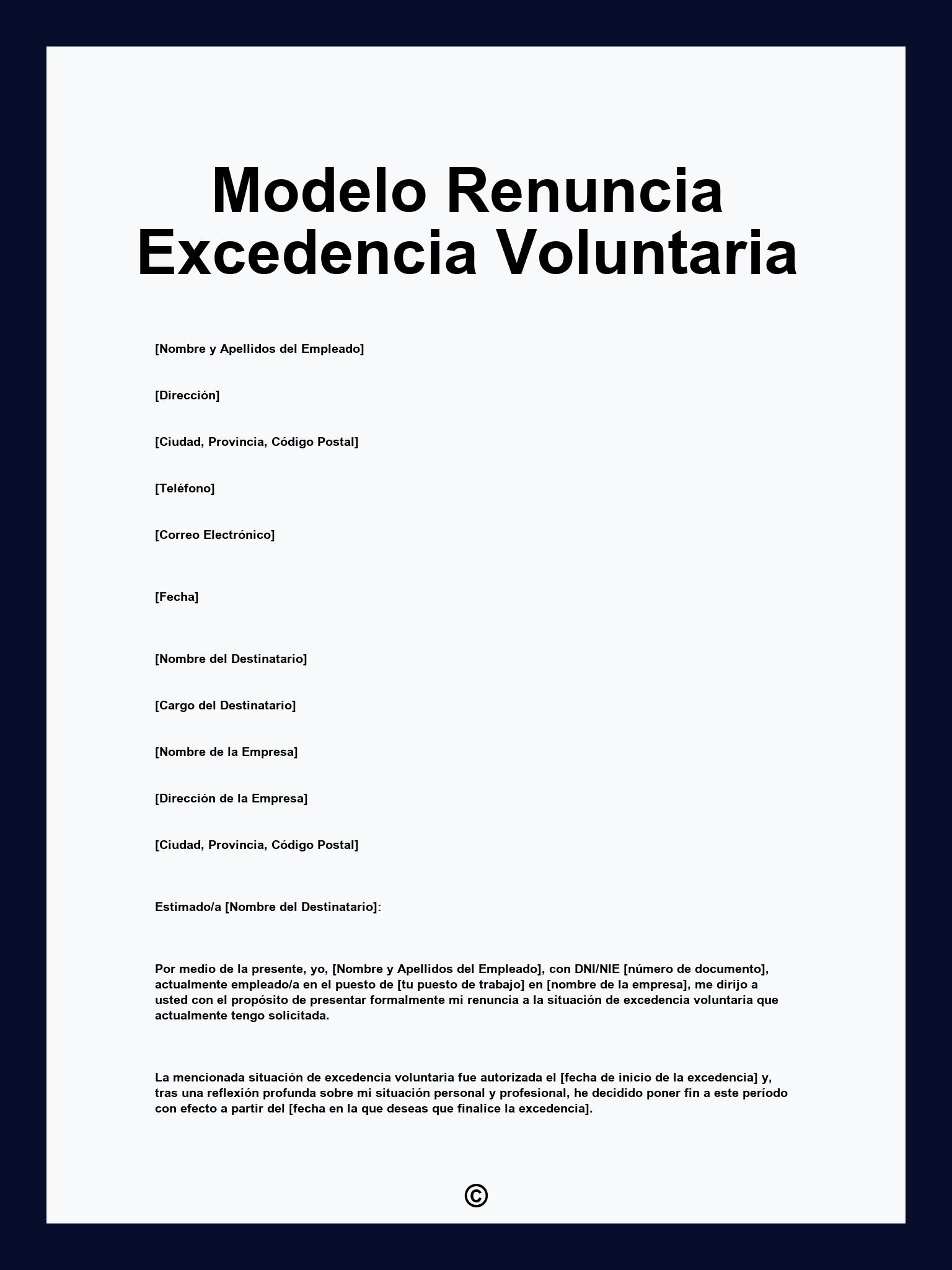 Modelo Renuncia Excedencia Voluntaria