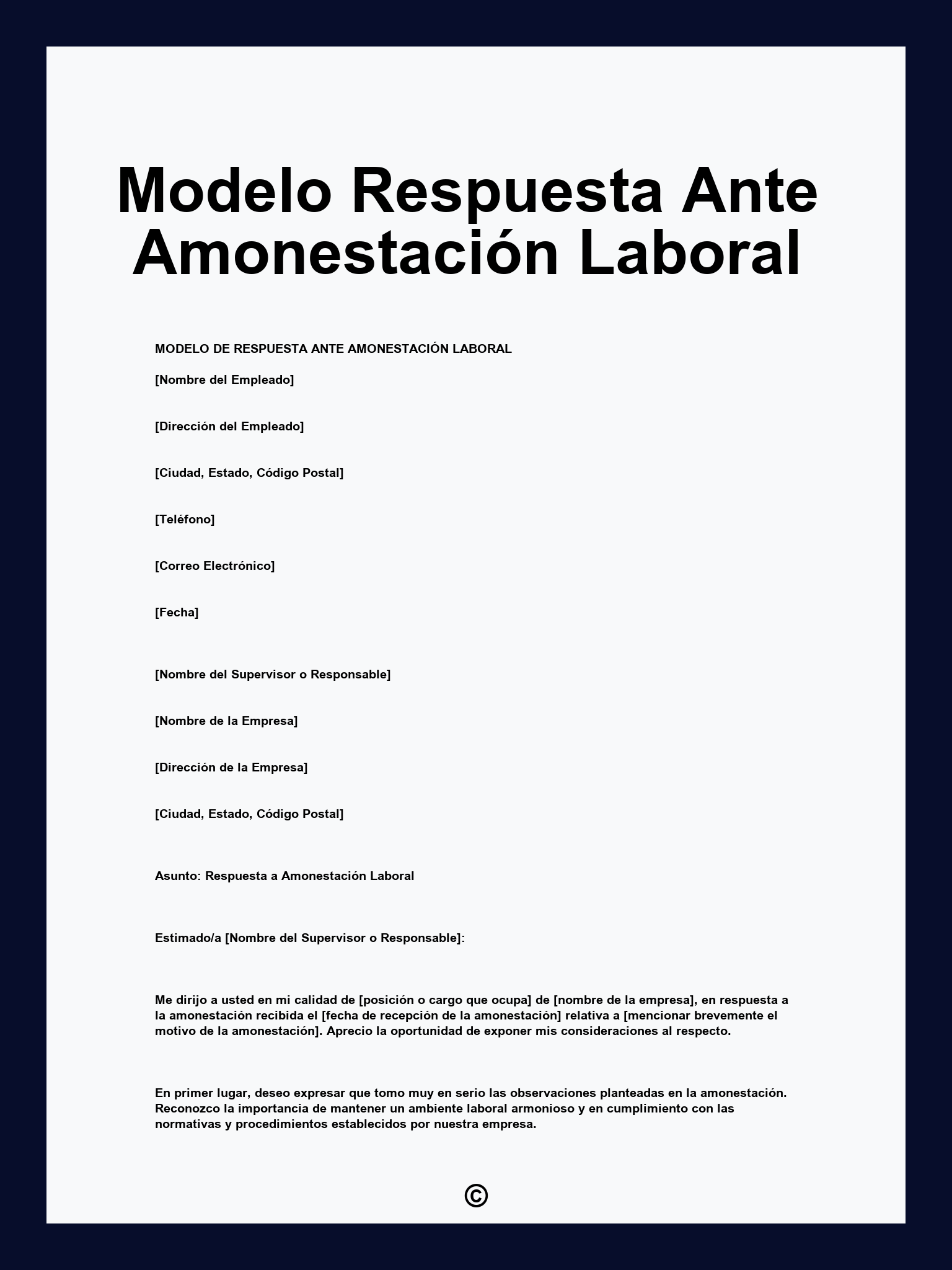 Modelo Respuesta Ante Amonestación Laboral