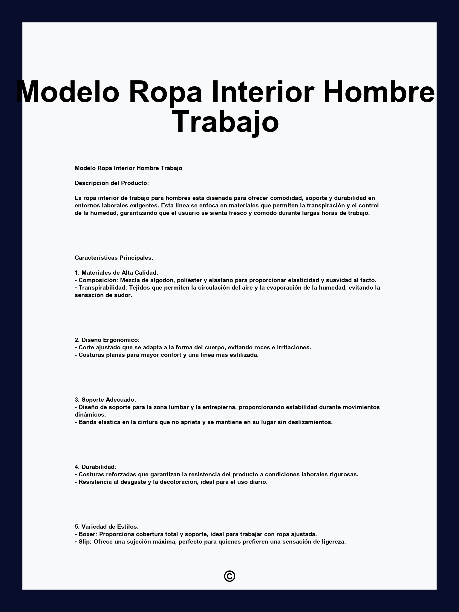 Modelo Ropa Interior Hombre Trabajo