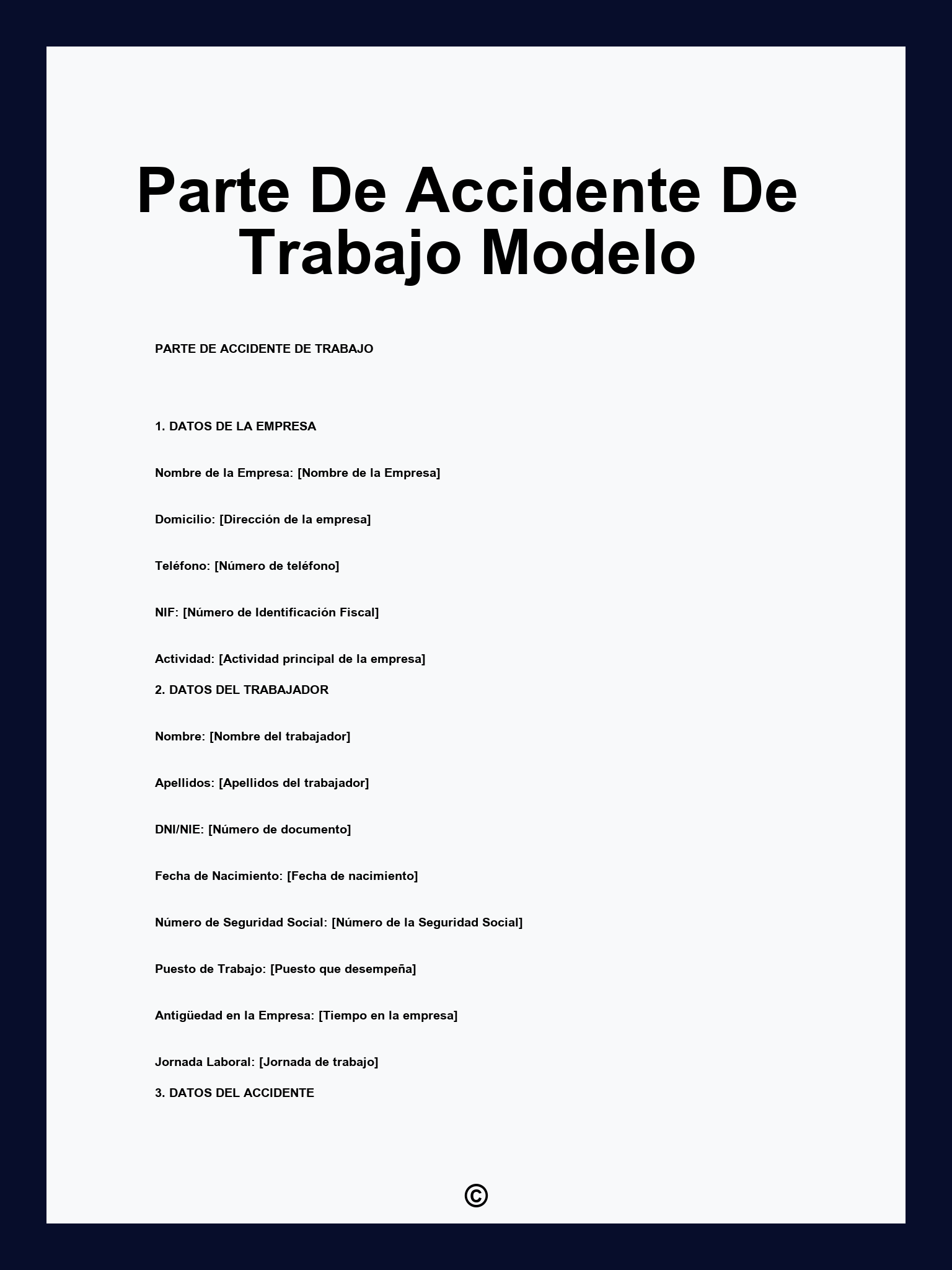 Parte De Accidente De Trabajo Modelo