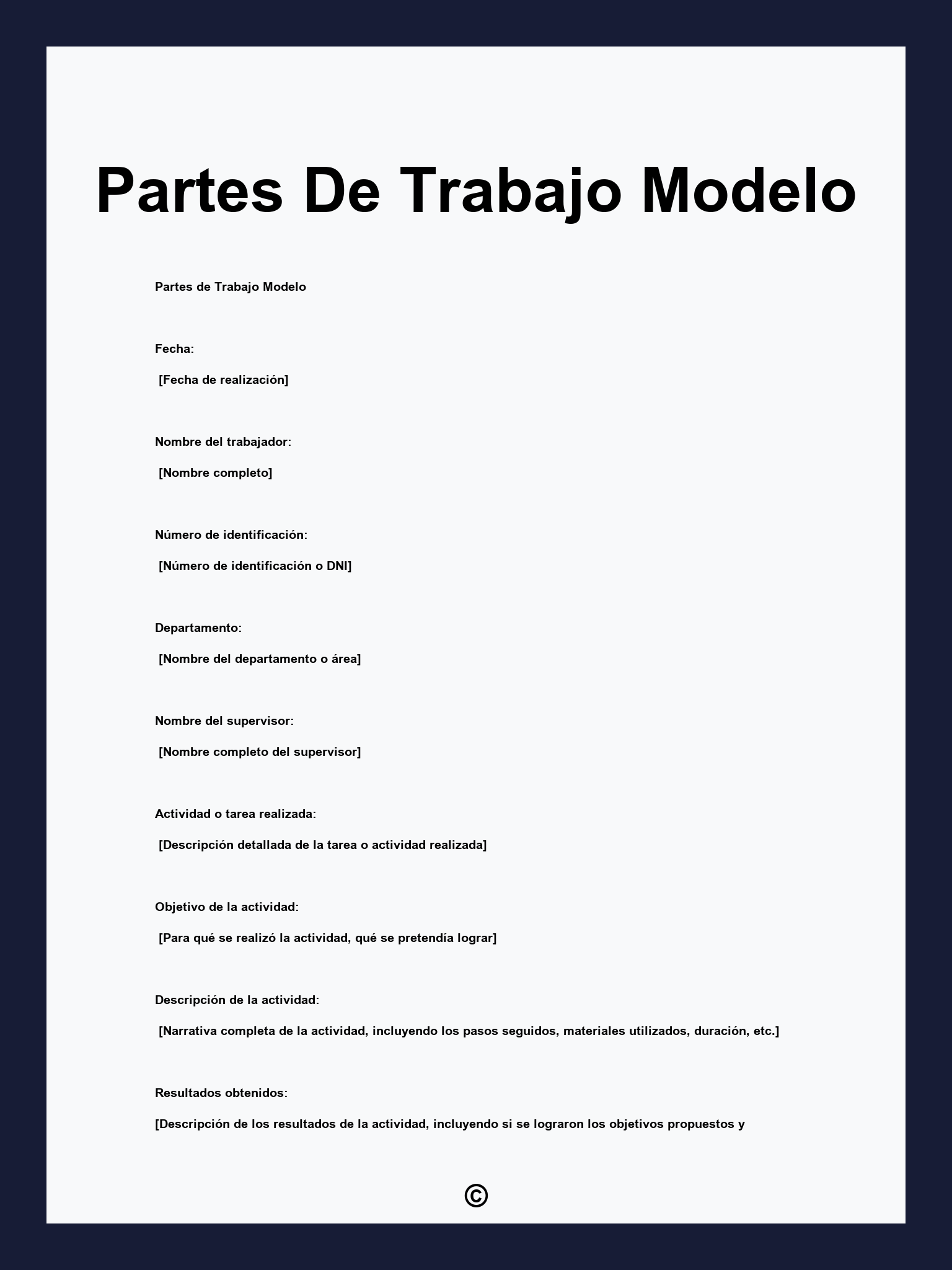 Partes De Trabajo Modelo