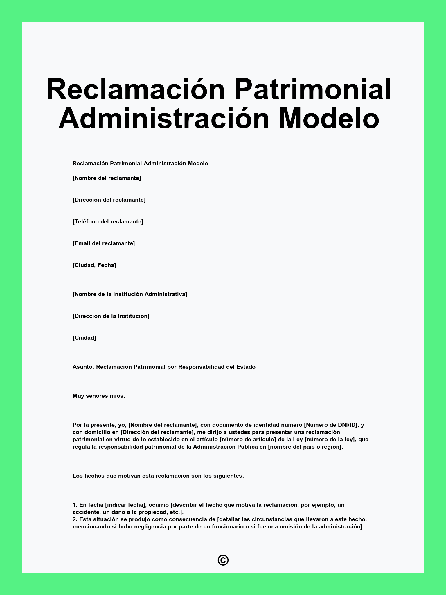 Reclamación Patrimonial Administración Modelo
